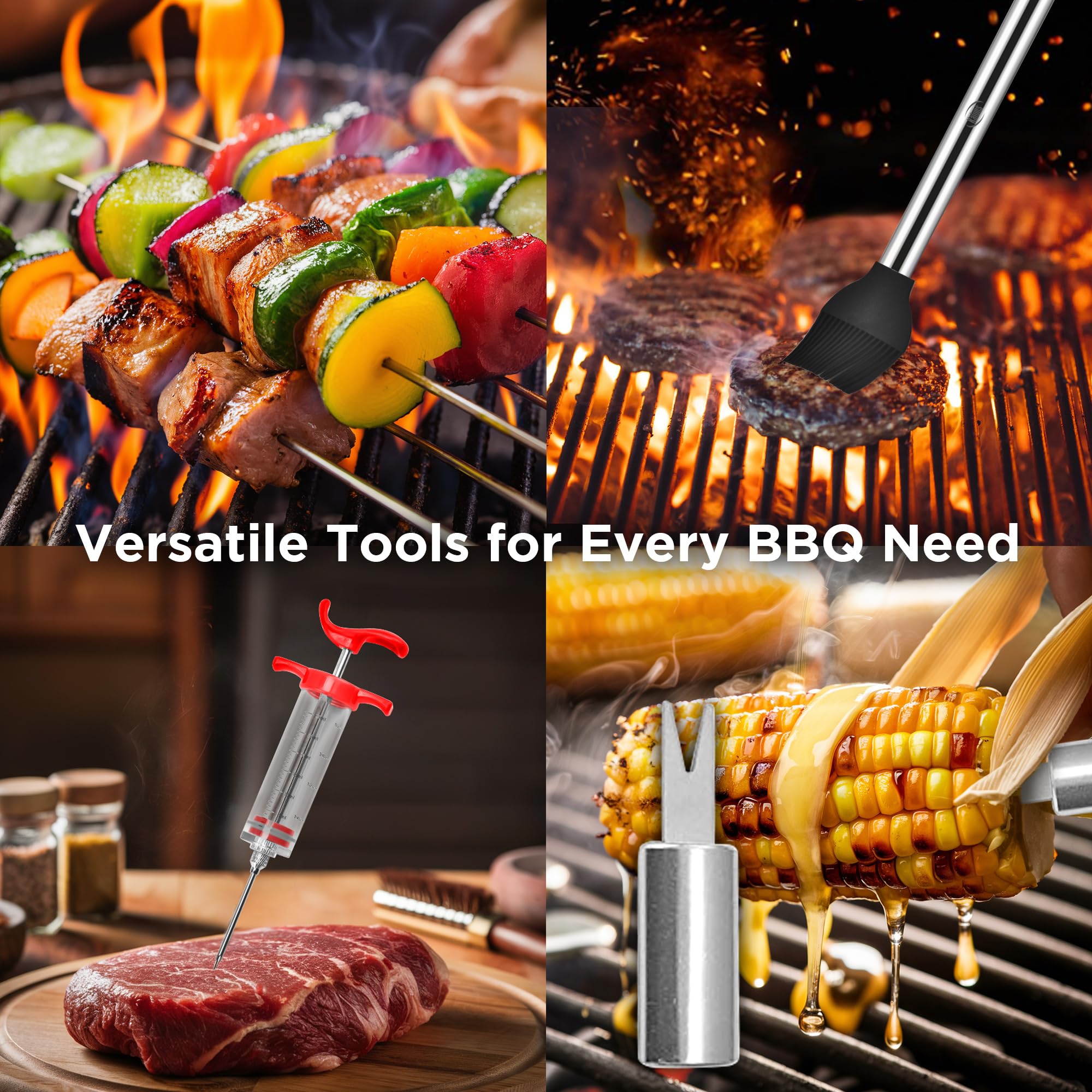 Kaluns Grilling Accessories, Dad Gifts for Fathers Day, Grilling Gifts, Heavy Duty Stainless Steel BBQ Tool Set for Outdoor Grill with Aluminum Case and Apron, Birthday Gifts for Men Women