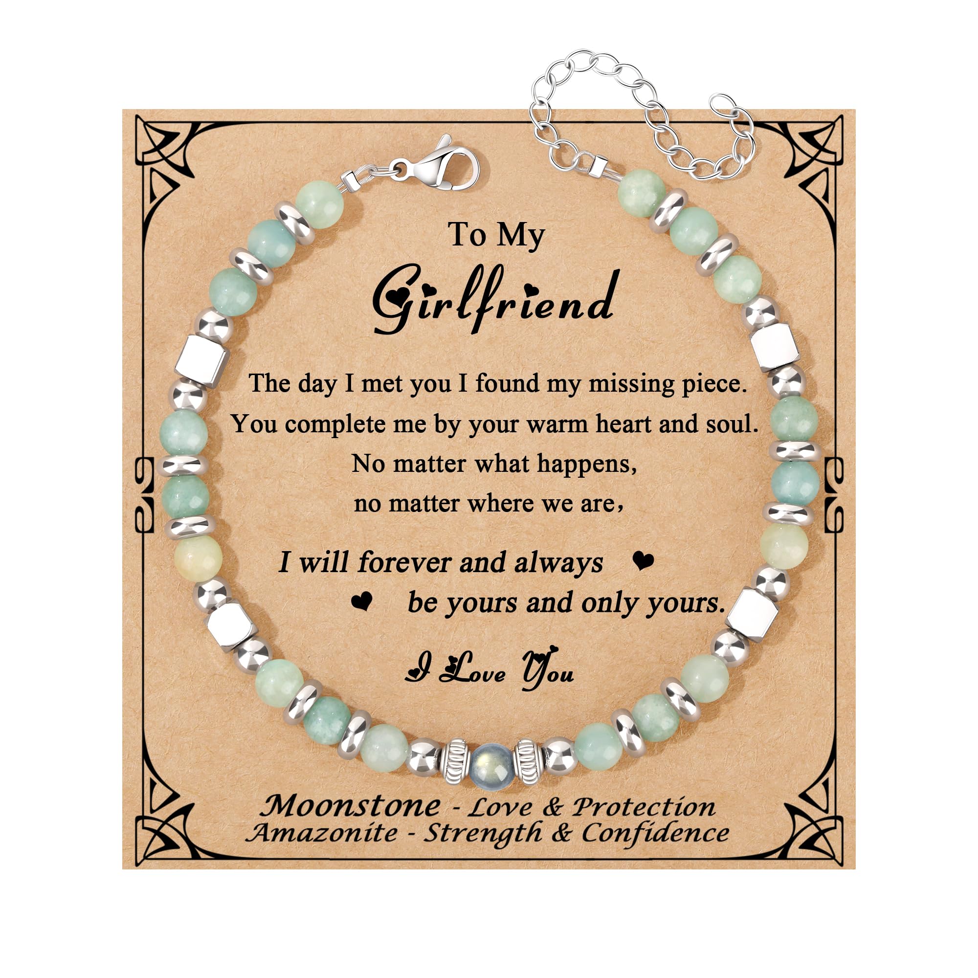 JoycuFF 𝗚𝗶𝗳𝘁𝘀 𝗳𝗼𝗿 𝗪𝗼𝗺𝗲𝗻 𝗠𝗼𝗼𝗻𝘀𝘁𝗼𝗻𝗲 𝗕𝗿𝗮𝗰𝗲𝗹𝗲𝘁 Amazonite Colorful Imperial Jasper Stainless Steel Beads Bracelets, Graduation Christmas Valentines Mothers Day Birthday Gifts