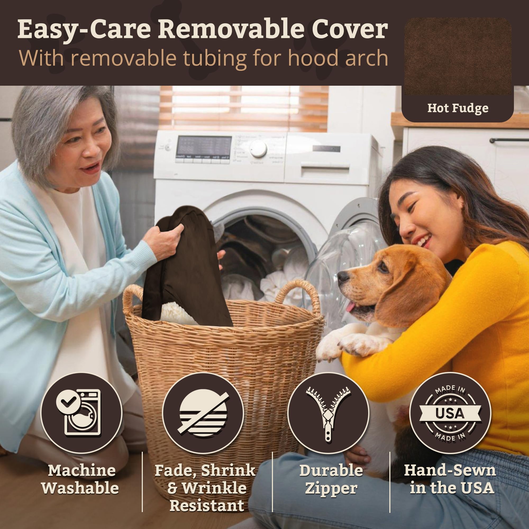 Snoozer Cozy Cave Dog Bed - Indoor Dog Bed with Cover Cave, Covered Calming Burrow for Small Sized Pets with Blanket Attached, Enclosed, Removable Washable Cover - Small, Navy