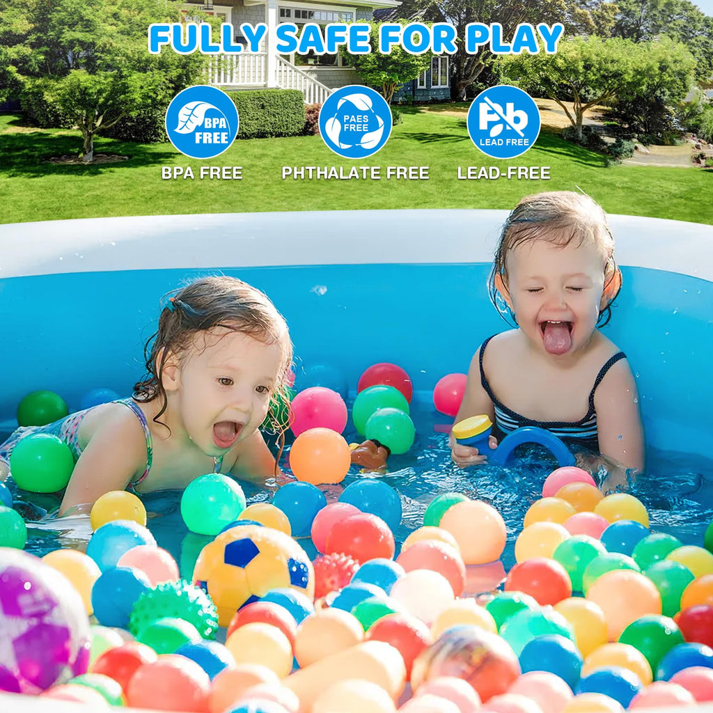 Extra Large Inflatable Pool for Adults, 165"x76"x22" Full-Sized Blow Up Pool with 0.6mm PVC & Cute Animal Print, Big Family Swimming Pool for Backyard Outdoor Summer Water Party
