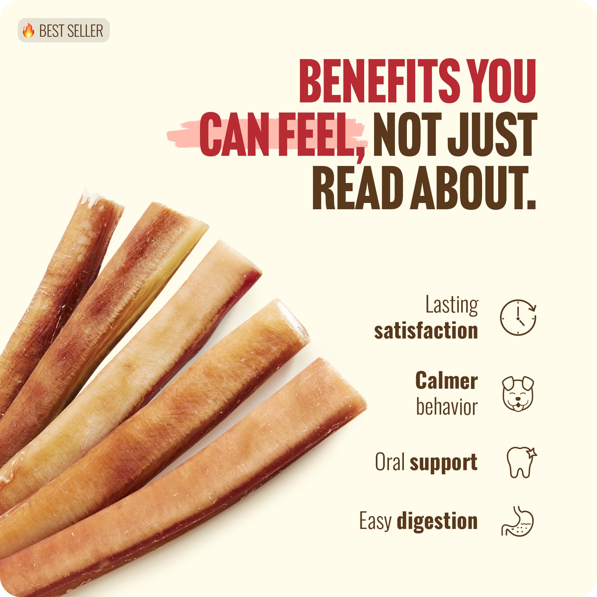 Natural Farm Bully Sticks (6 Inch, 15 Count), Single Ingredient: 100% Beef Chews, Grass-Fed, Non-GMO, Grain-Free, Fully Digestible Treats for Puppies, Small or Senior Dog