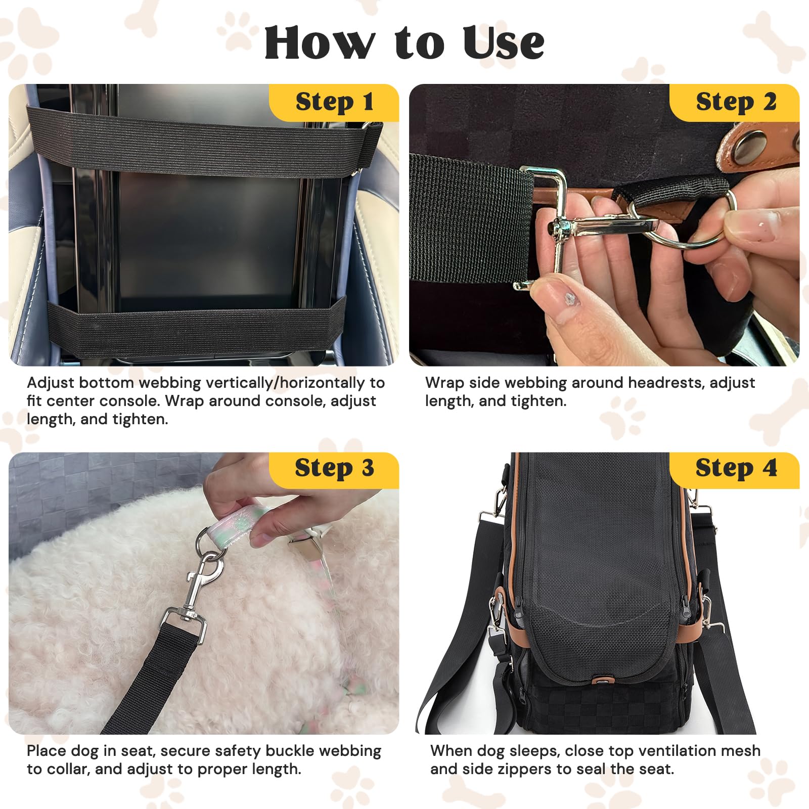 WOOCHPET Dog Car Seat for Small Pets Sturdy Puppy Booster Bed with Elevated Window View Washable Travel Carrier up to 35 Lbs