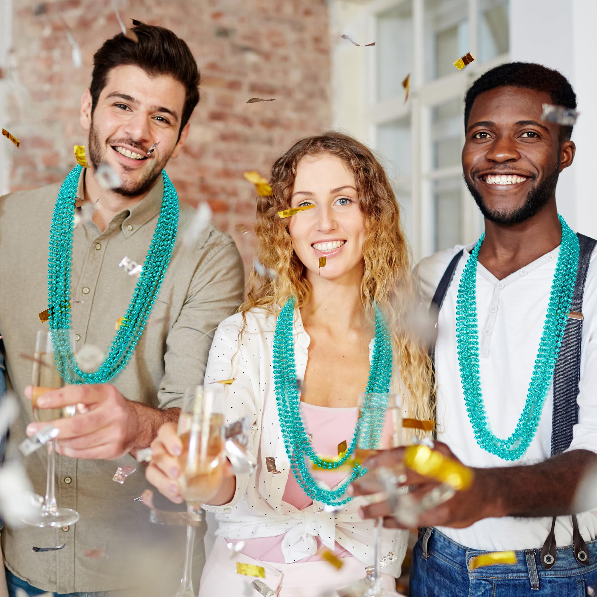 Huskein Mardi Gras Beads, 120 PCS Mardi Gras Accessories, 33 IN Green Bead Necklaces, St Patricks Day Parade Favors Bulk Party Beads Favors for Festival Carnival Decorations
