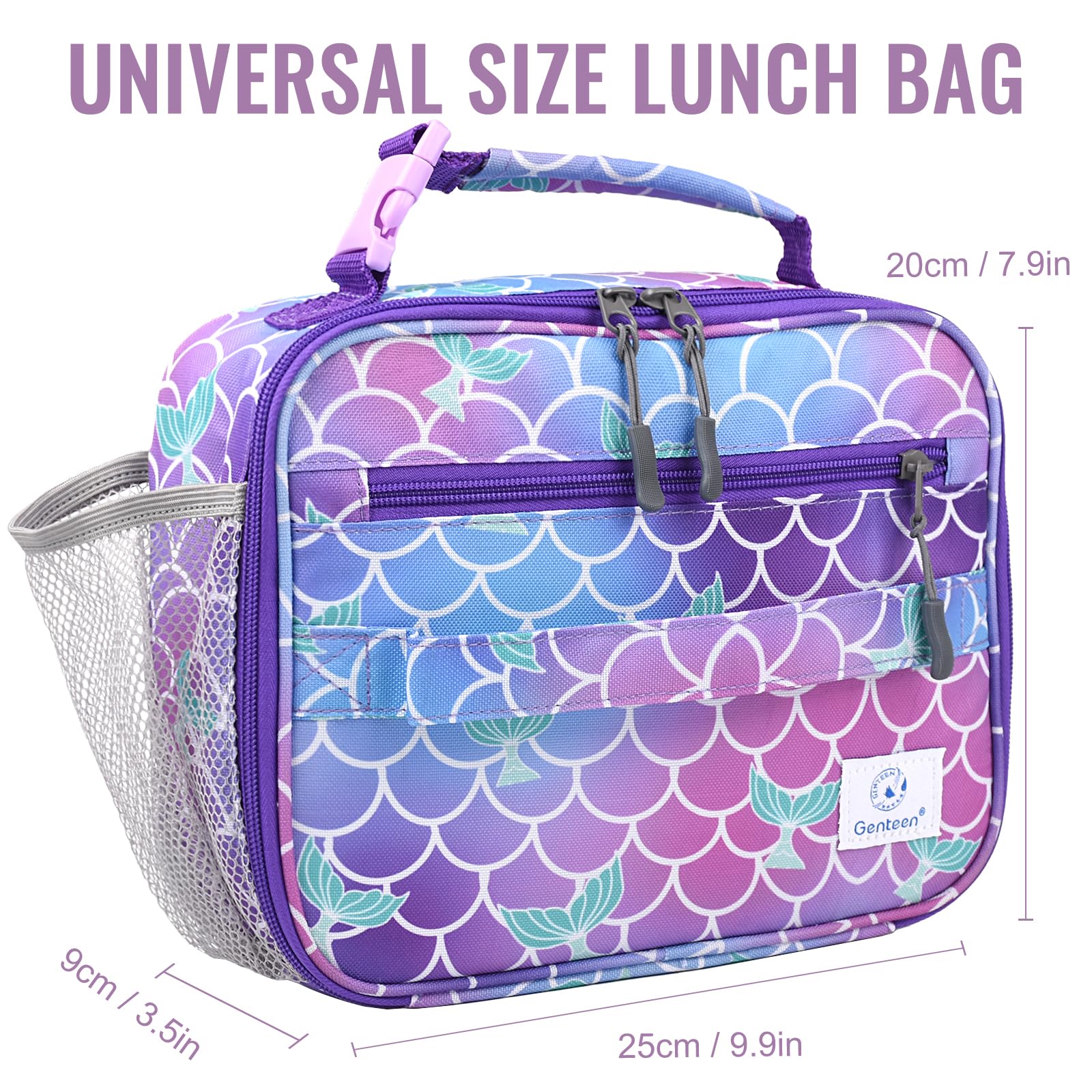 Genteen Lunch Box Kids, Insulated Lunch Bag Kids Boys Girls Back to School, Soft Lunch Box for Men Reusable Lunchbox for Office,Outdoor,School (Black)