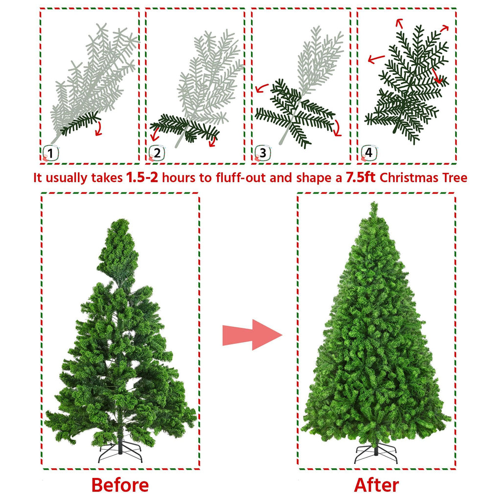 Yaheetech 6ft Snow Flocked Pre-lit Christmas Tree with 250 Warm White Lights, 820 Lush Branch Tips & Quick-Assembly Hinged Design, Full Artificial Xmas Tree for Winter Holiday Décor, Green & White