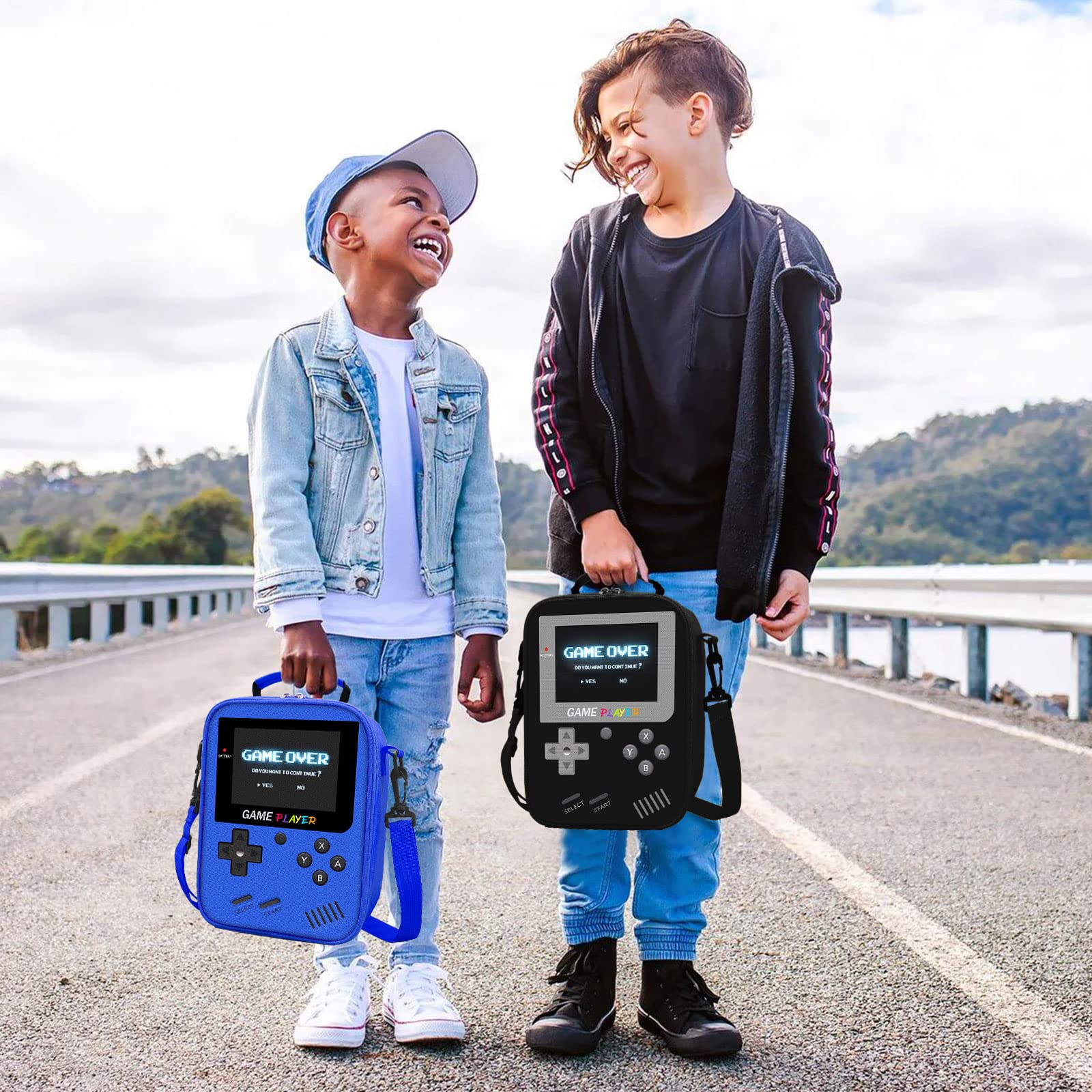 Boys Lunch Box for School, Gamer Kids Lunch Bag for Boys Girls, Insulated Video Game Lunchbox Waterproof Leakproof with Adjustable Shoulder Strap