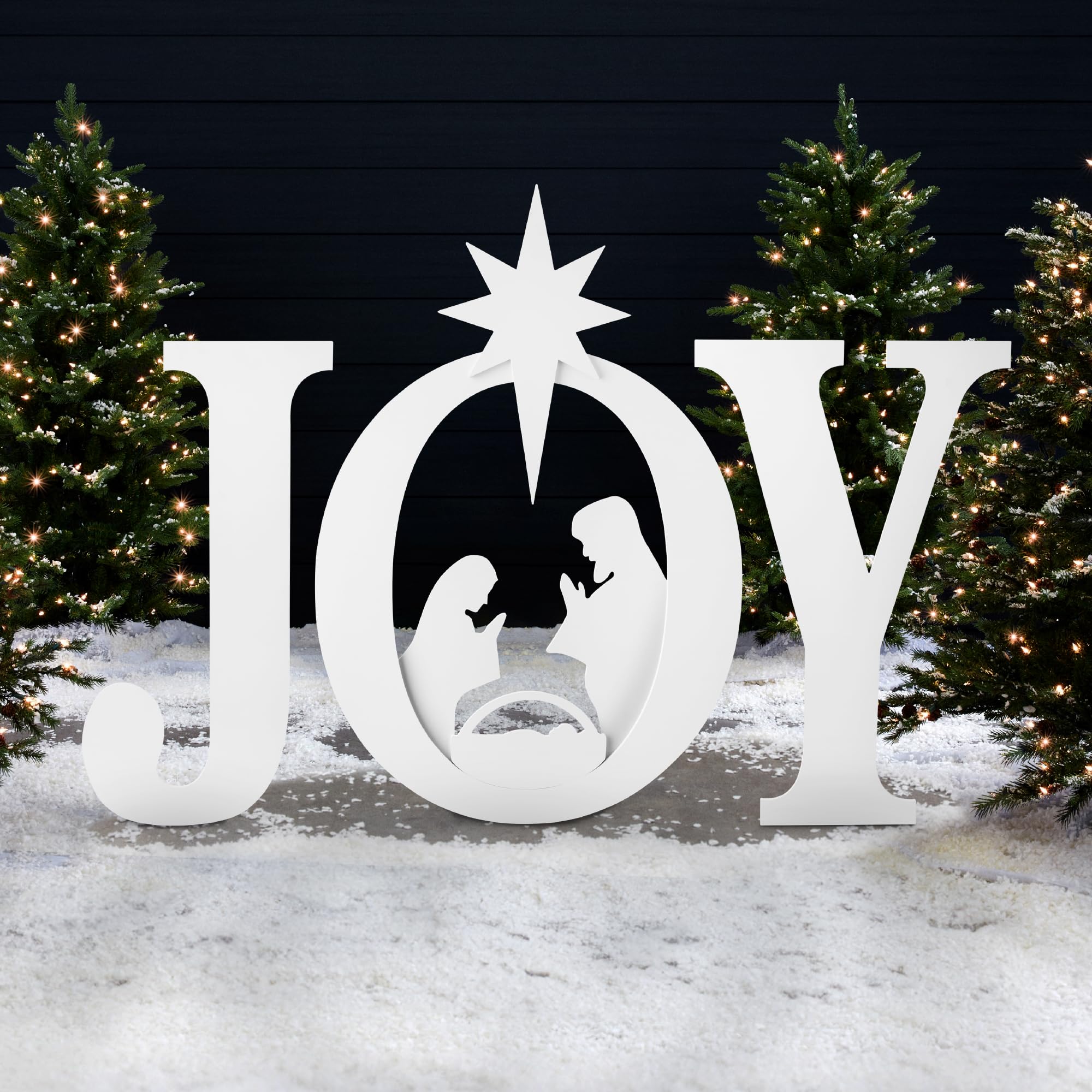 Best Choice Products 46in Outdoor JOY Christmas Nativity Decoration, 3 Piece Yard Decor Sign Holy Weather Resistant PVC Silhouette for Garden - Red/White