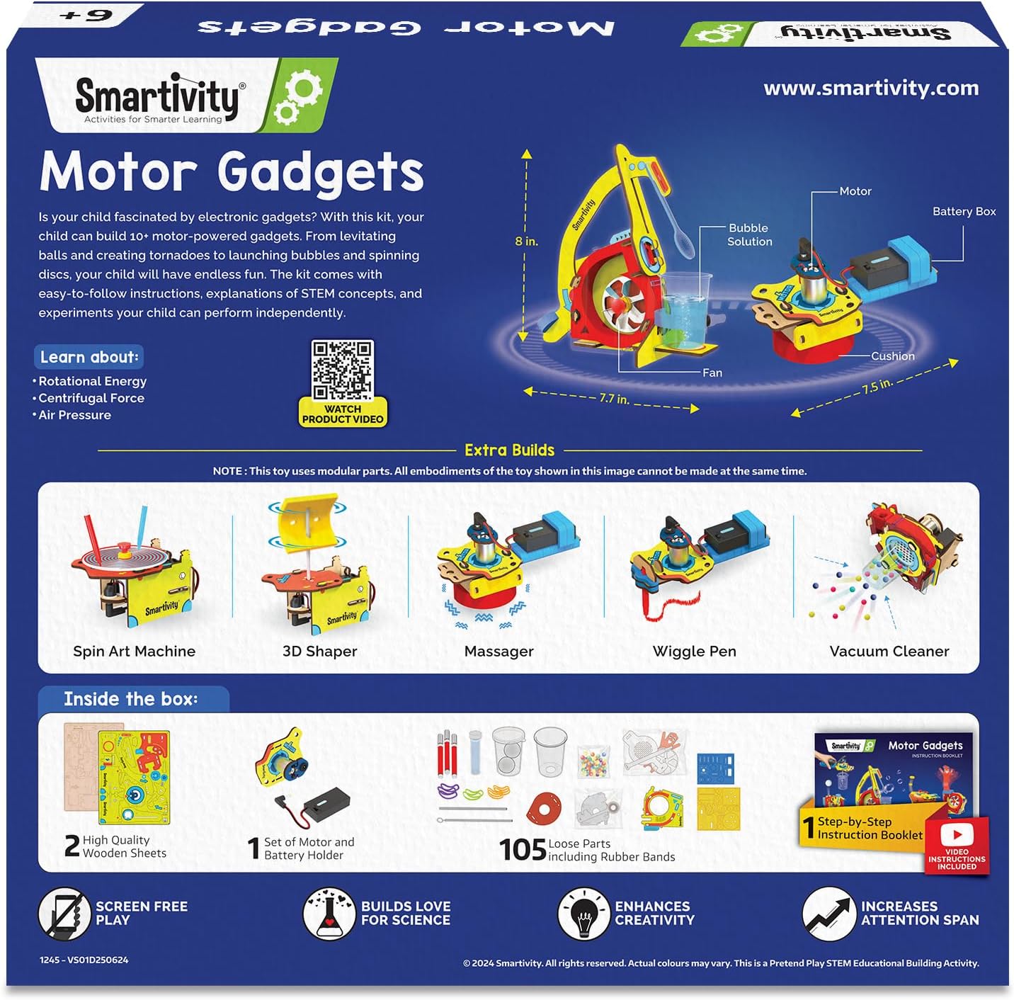 Smartivity 10-in-1 Motor Powered STEM Engineering Kit for Kids I 10+ Fun Electronics Projects for Smart Kids | DIY Science Kit/Toy for Ages 6,7,8,9,10,11,12 Years Old Boys & Girls