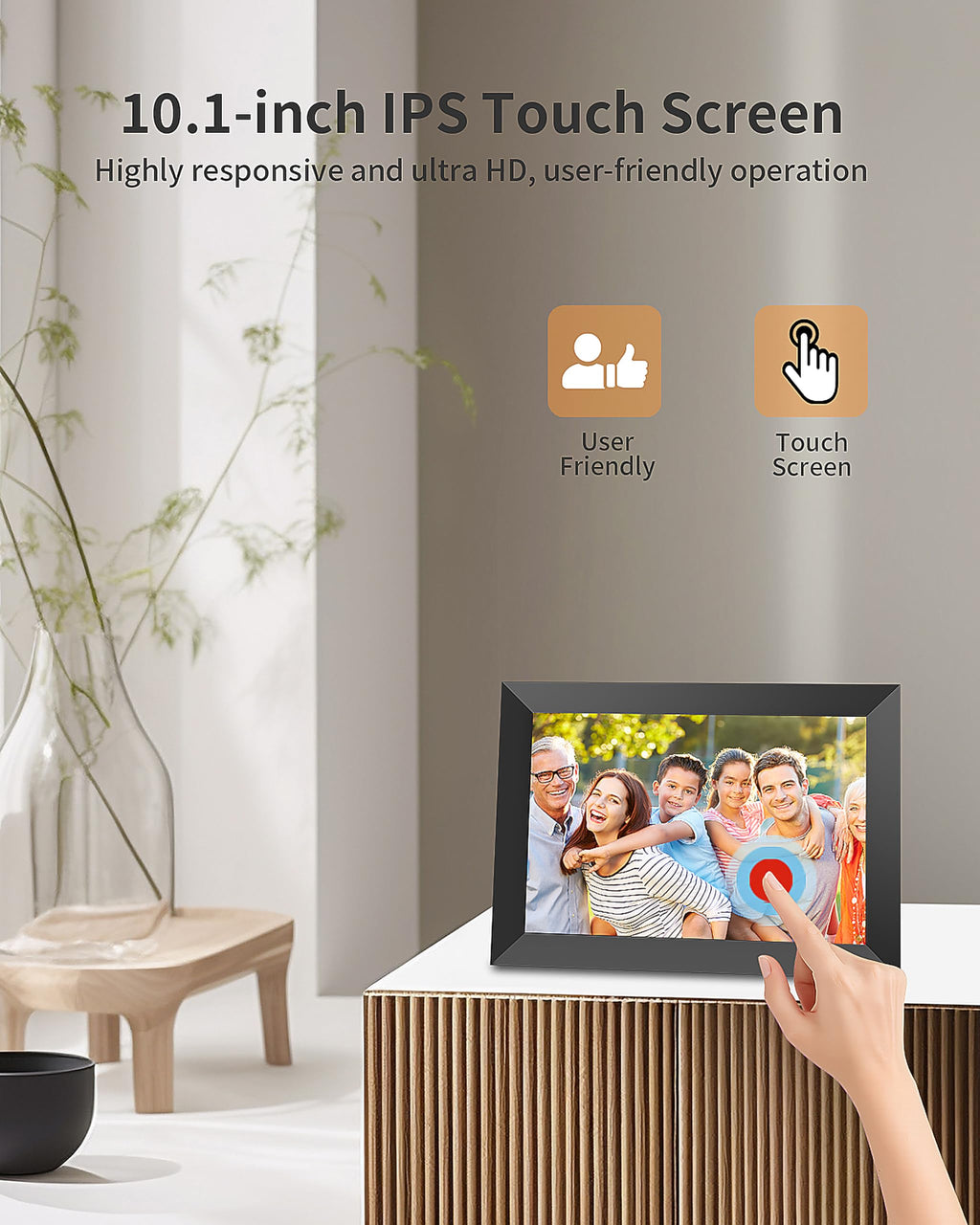 Frameo Digital Picture Frame, 10.1 Inch Smart WiFi Photo Frame with 1280x800 HD IPS Touch Screen, Auto-Rotate, Wall Mountable, Share Photos/Videos Instantly via App from Anywhere