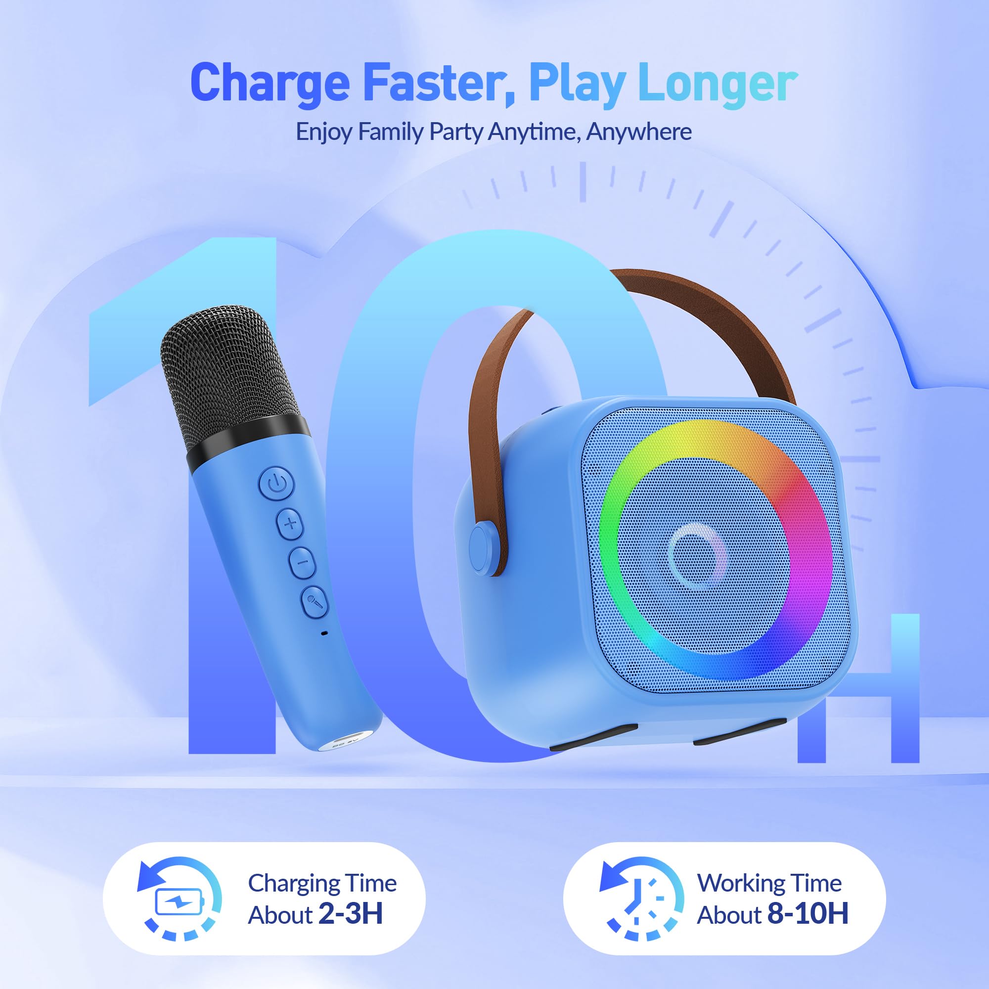 Mini Karaoke Machine, Portable Bluetooth Karaoke Speaker with 2 Wireless Microphones and Party Lights for Kids and Adults, Birthday Gifts for Girls Boys Family Home Party