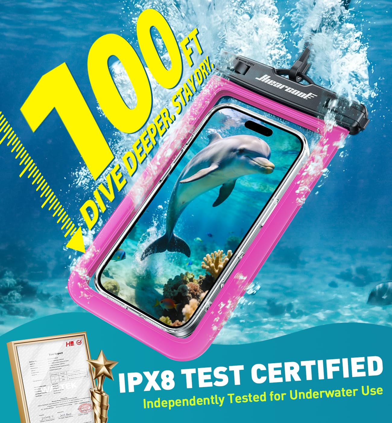 Hiearcool Waterproof Phone Pouch, IPX8 Waterproof Phone Case for iPhone 17/16/15/14 Pro Max, Cell Phone Dry Bag for Beach & Cruise Essentials, Touch Screen, Lanyard Included, 2 Pack (Fits Up to 8.9”)