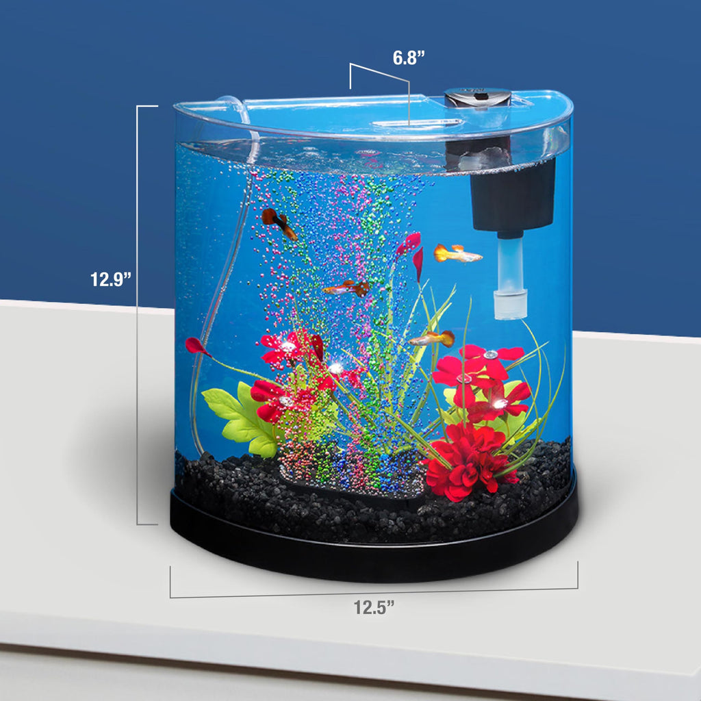 Tetra Bubbling LED Aquarium Kit 1 Gallon, Hexagon Shape, With Color-Changing Light Disc