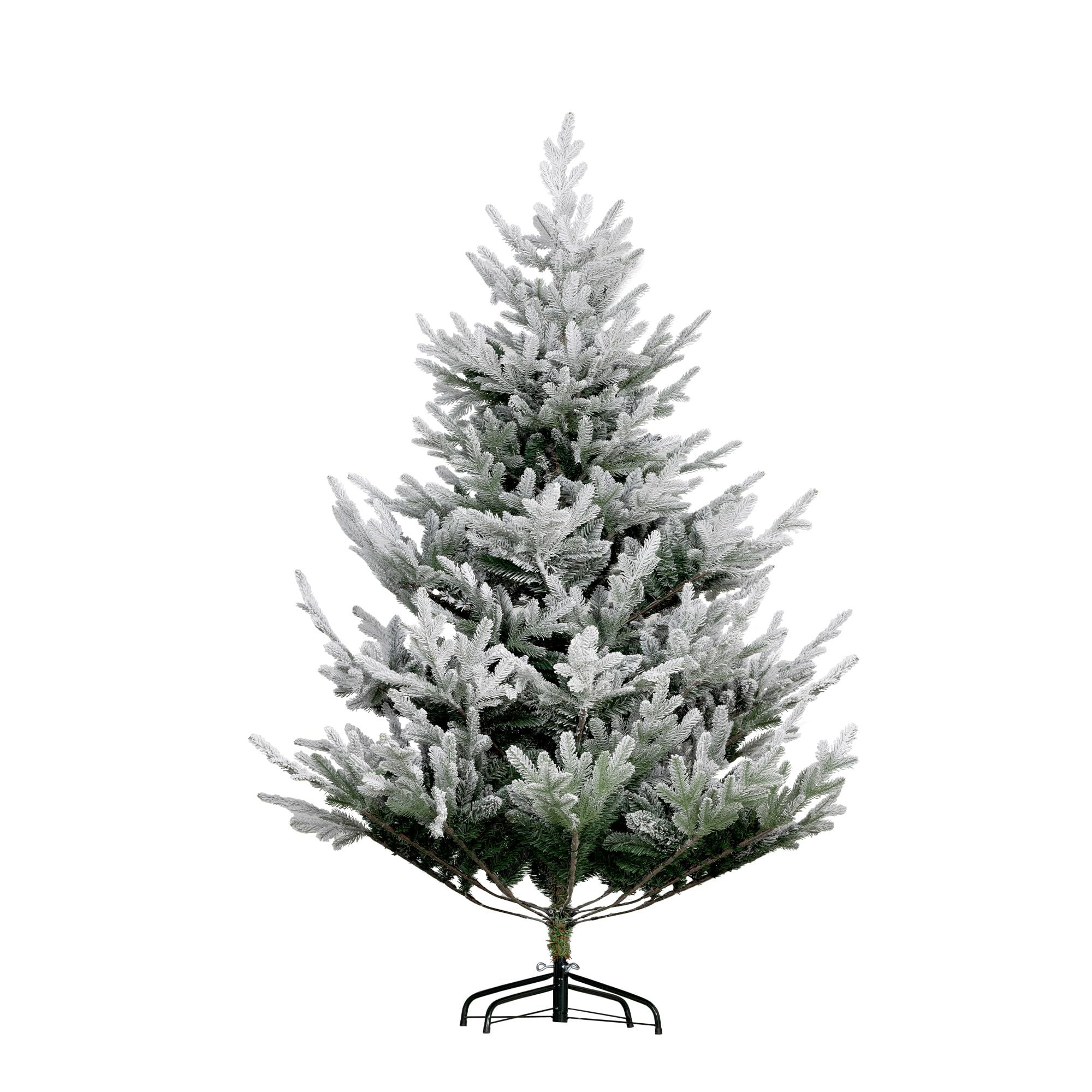 HOMCOM 7.5 Foot Artificial Christmas Tree, Nordic Pine Hinged Xmas Tree with 1218 Realistic Branches, Wide Steel Base, Auto Open, Green