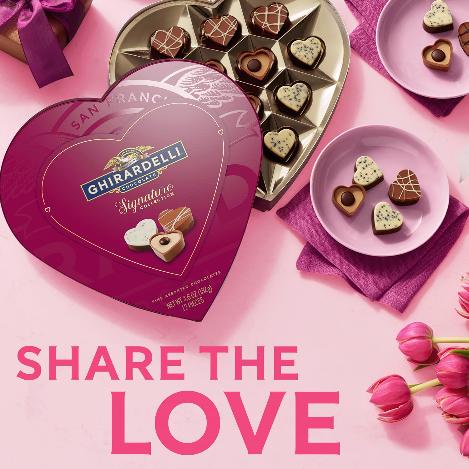 GHIRARDELLI Valentine’s Day Signature Praline Collection, 4.6 oz – Assorted Chocolate Pralines Gift Box