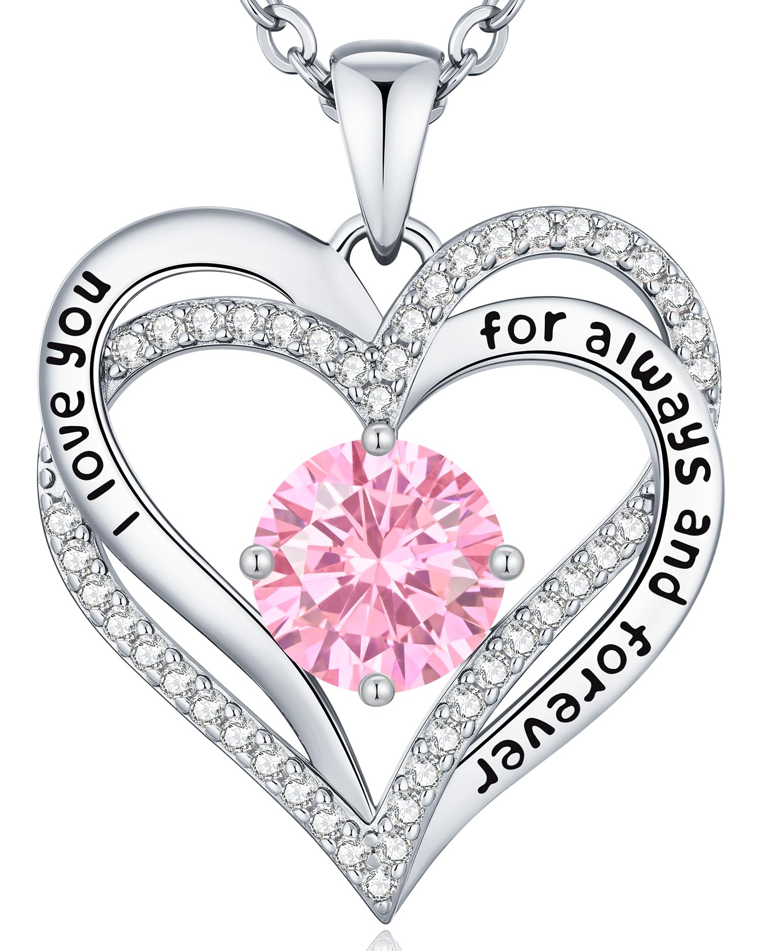 CDE Forever Love Heart Necklaces for Women, Wedding Anniversary, Valentine's，Birthday Mothers Christmas Day Gifts for Mom, Mother, Wife, S925 Silver Jewelry with Birthstone Pendant