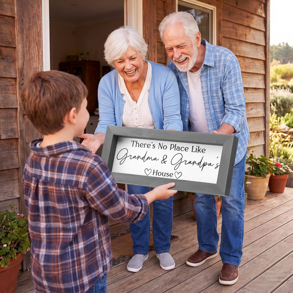 Yousoontic Grandparents Gift from Grandkids There's No Place Like Grandma & Grandpa's House Wooden Sign Farmhouse Home Decor for Birthday Christmas Thanksgiving Gift(Dark Brown,11.8 Inch)