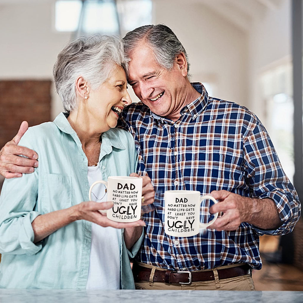 Fathers Day Dad Gifts from Daughter Son - 11oz Funny Coffee Mug for Dad Husband from Wife Kids Unique Ceramic Cup Printed on Both Sides Personalized Birthday Father’s Day Presents for Daddy Stepfather