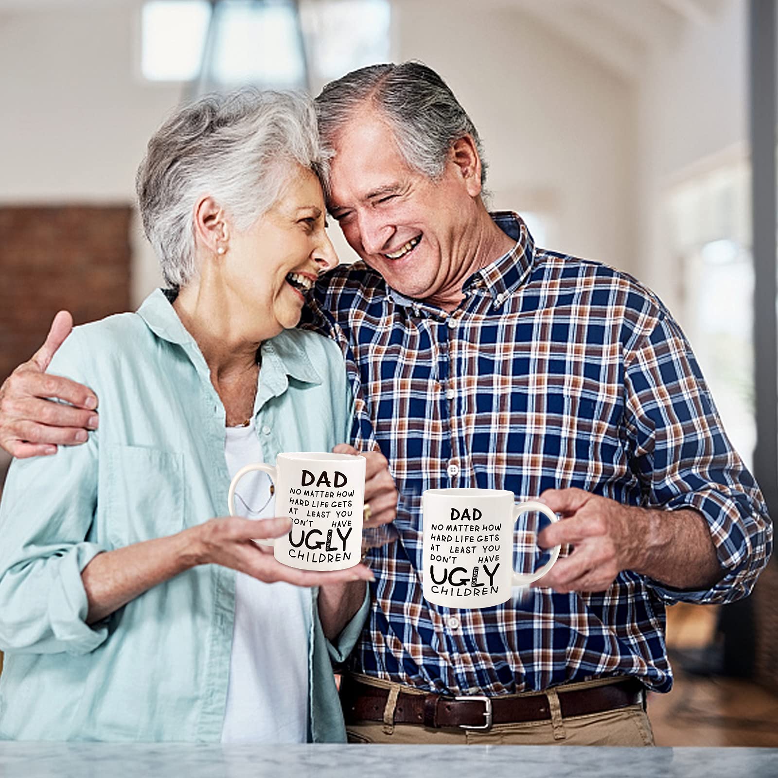 Fathers Day Dad Gifts from Daughter Son - 11oz Funny Coffee Mug for Dad Husband from Wife Kids Unique Ceramic Cup Printed on Both Sides Personalized Birthday Father’s Day Presents for Daddy Stepfather