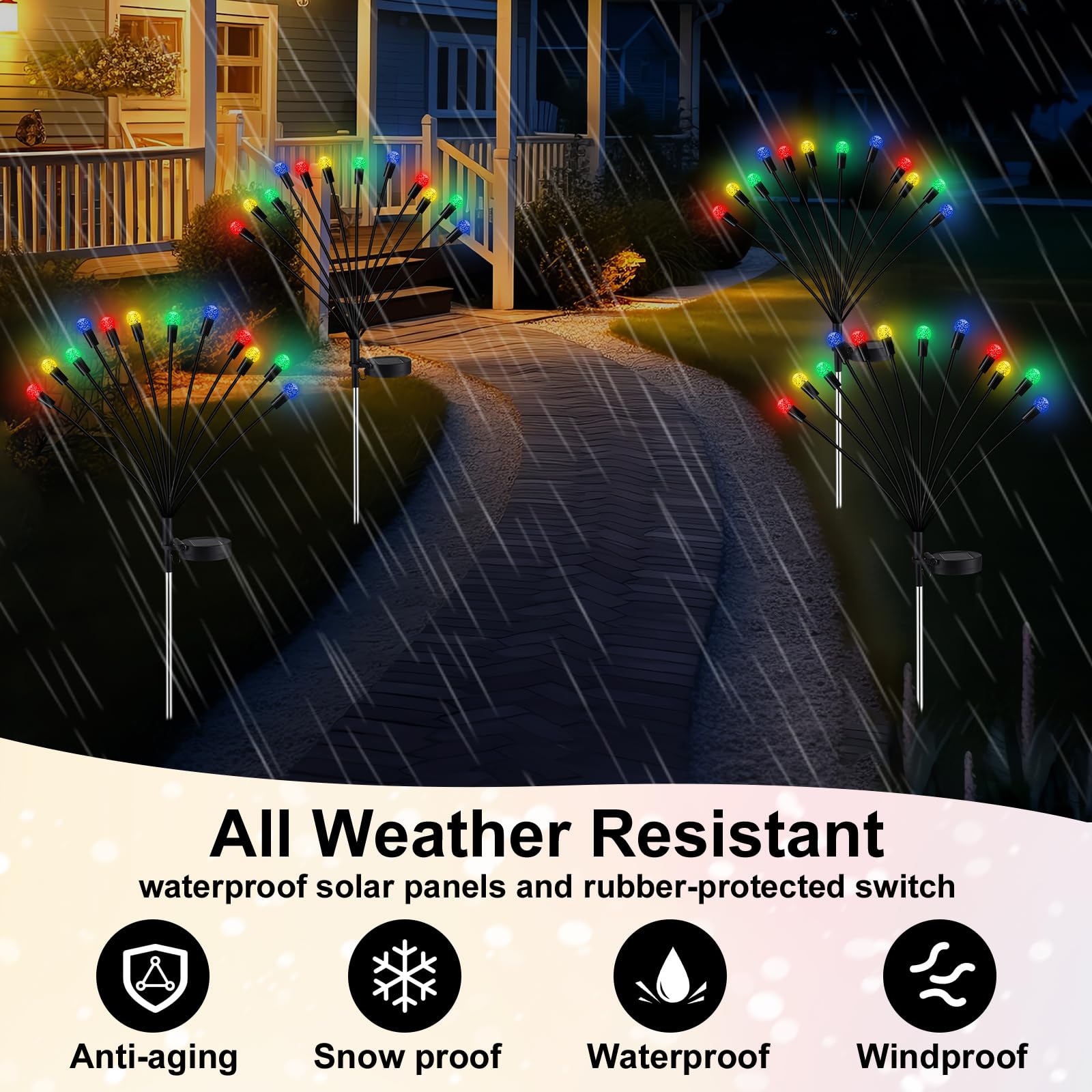 Rossesay 4 Pcs St Patricks Day Outdoor Decorations Solar Lights Waterproof Green 48 LED Swaying Pathway Firefly Stake Lights for Outside Yard Garden Lawn Decorations(Green White,Pine Cone)