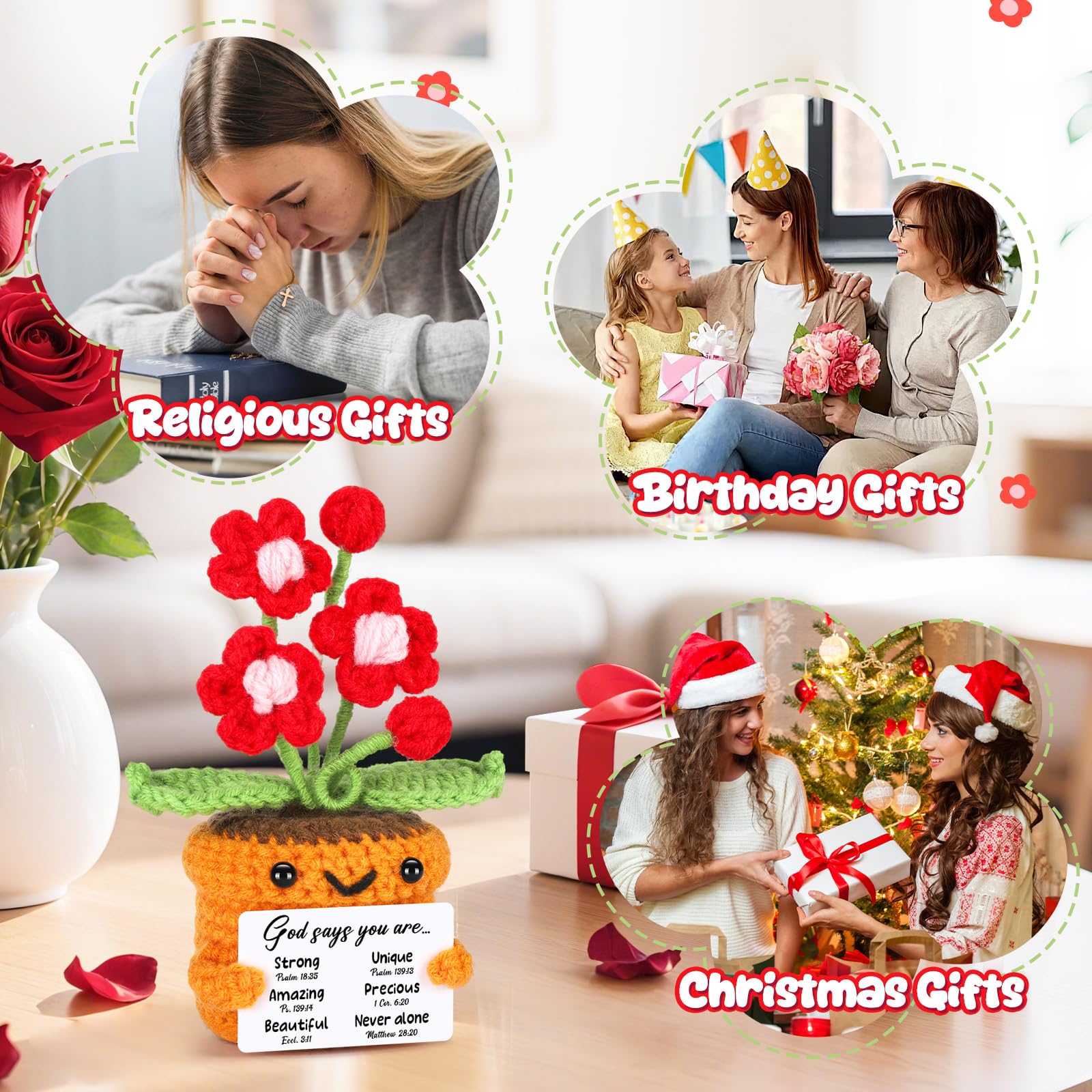 Agantree art Grandma Gifts for Grandma Birthday from Granddaughter Grandson – I Love You Crochet Flower Decor Grandparents Day Christmas for Great Grandma Gigi Nana