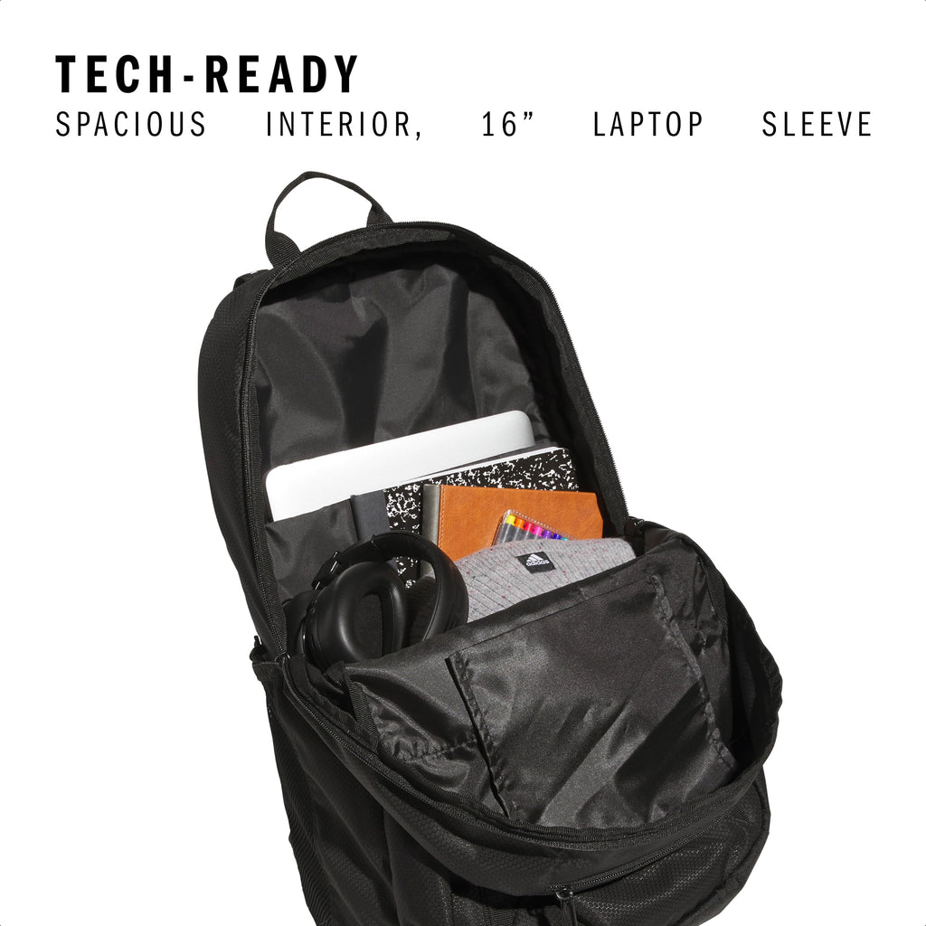 adidas Excel 7 School Backpack for Laptop, Gym and Travel, 34L, Twill White/Black/7.5, OSFA