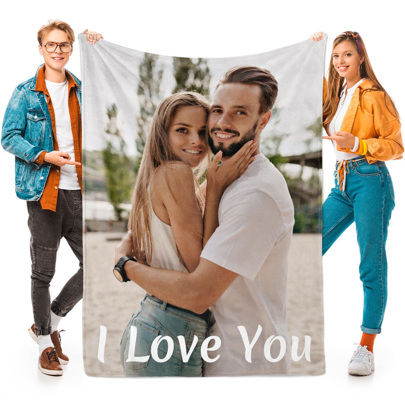 inkArts Custom Blanket Throws with Photos Text Personalized with Picture Customizable, Customize for Mom, Dad, Couple, Girlfriend, Boyfriend, Husband & Wife