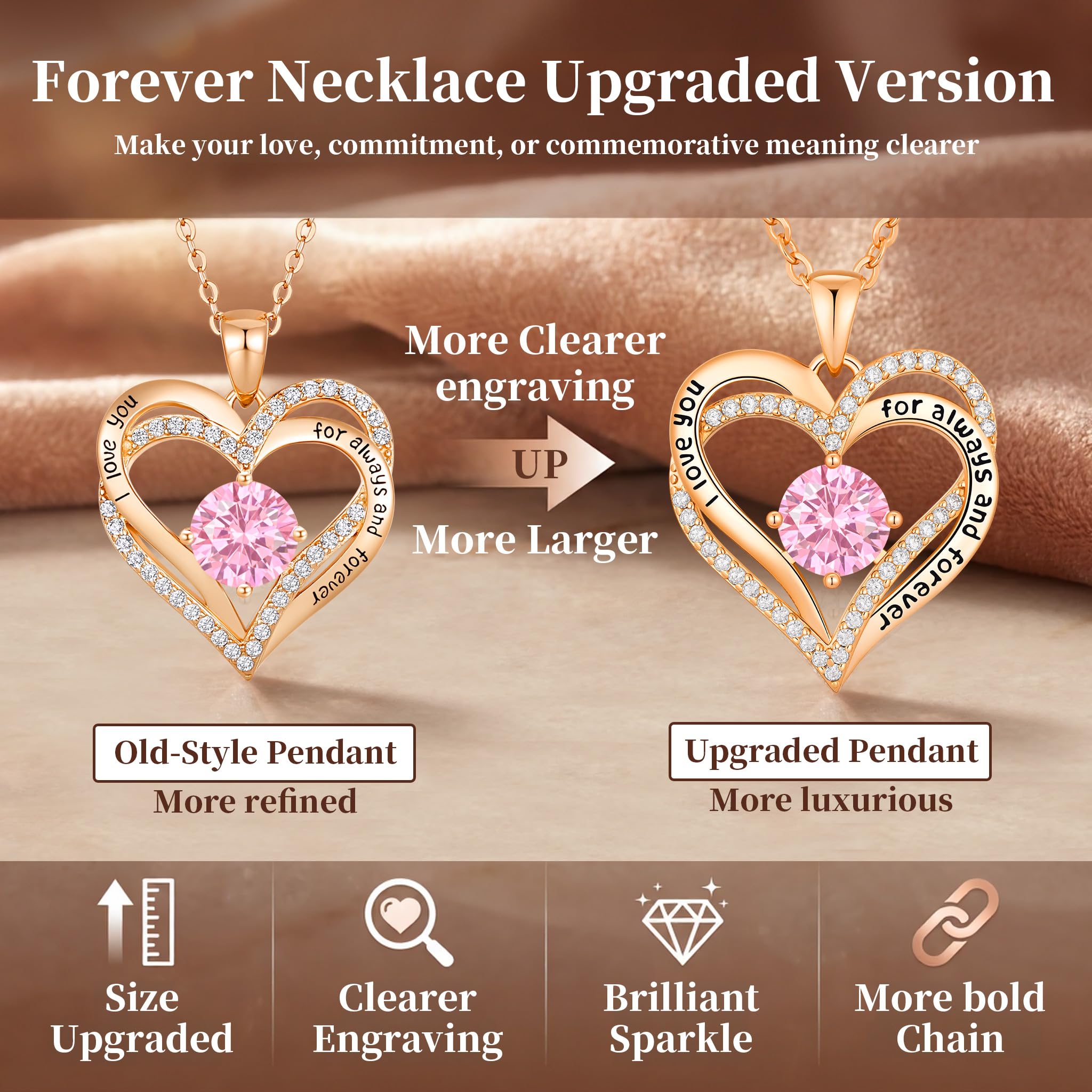 CDE Forever Love Heart Necklaces for Women, Wedding Anniversary, Valentine's，Birthday Mothers Christmas Day Gifts for Mom, Mother, Wife, S925 Silver Jewelry with Birthstone Pendant