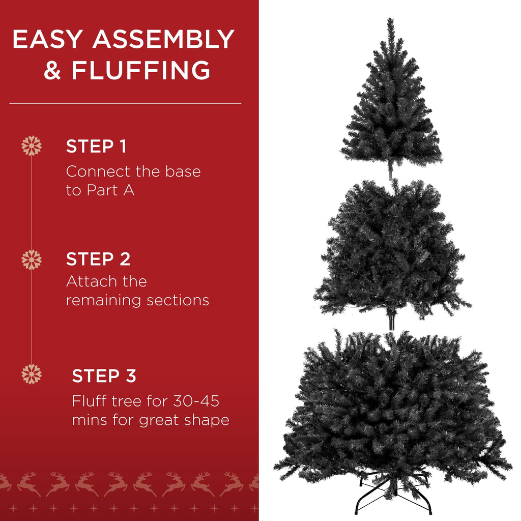 Best Choice Products Artificial Christmas Tree, 7.5ft Premium Unlit Realistic Spruce Holiday Décor w/Dense Branches, Easy Assembly, Metal Base