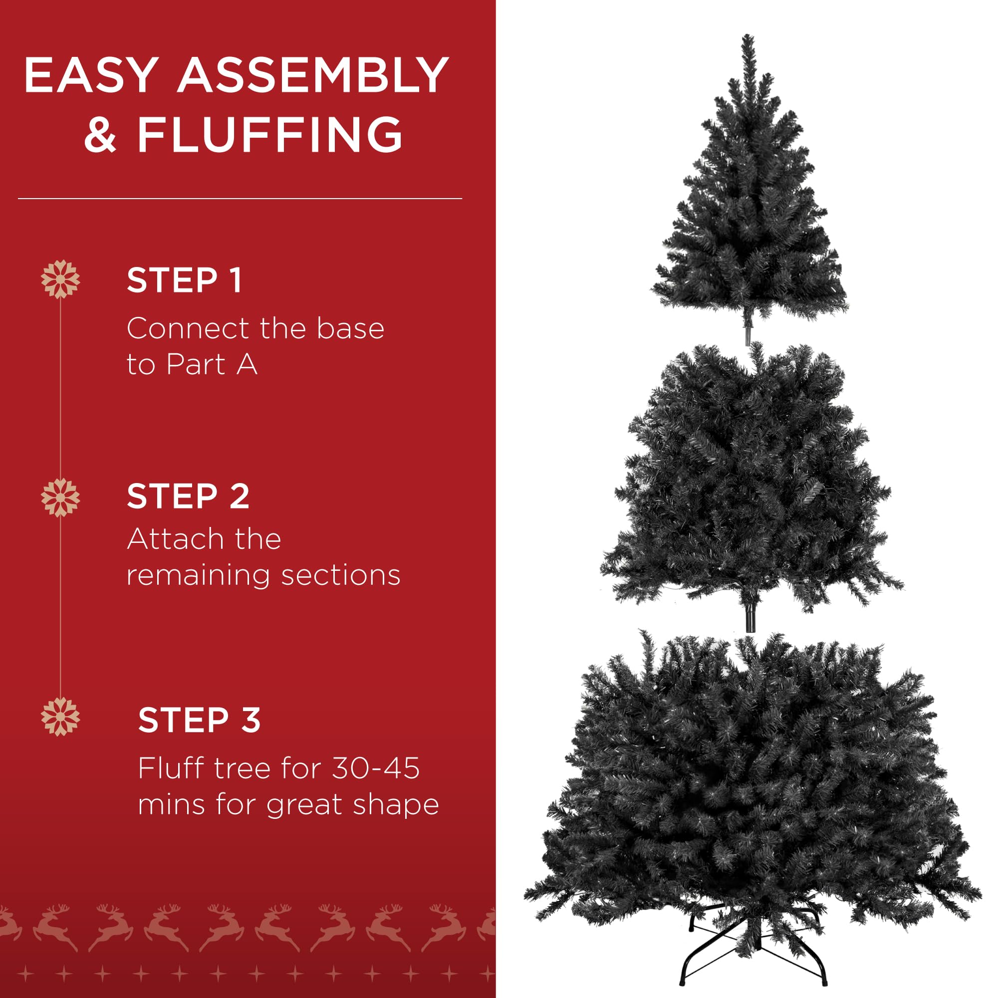 Best Choice Products Artificial Christmas Tree, 7.5ft Premium Unlit Realistic Spruce Holiday Décor w/Dense Branches, Easy Assembly, Metal Base