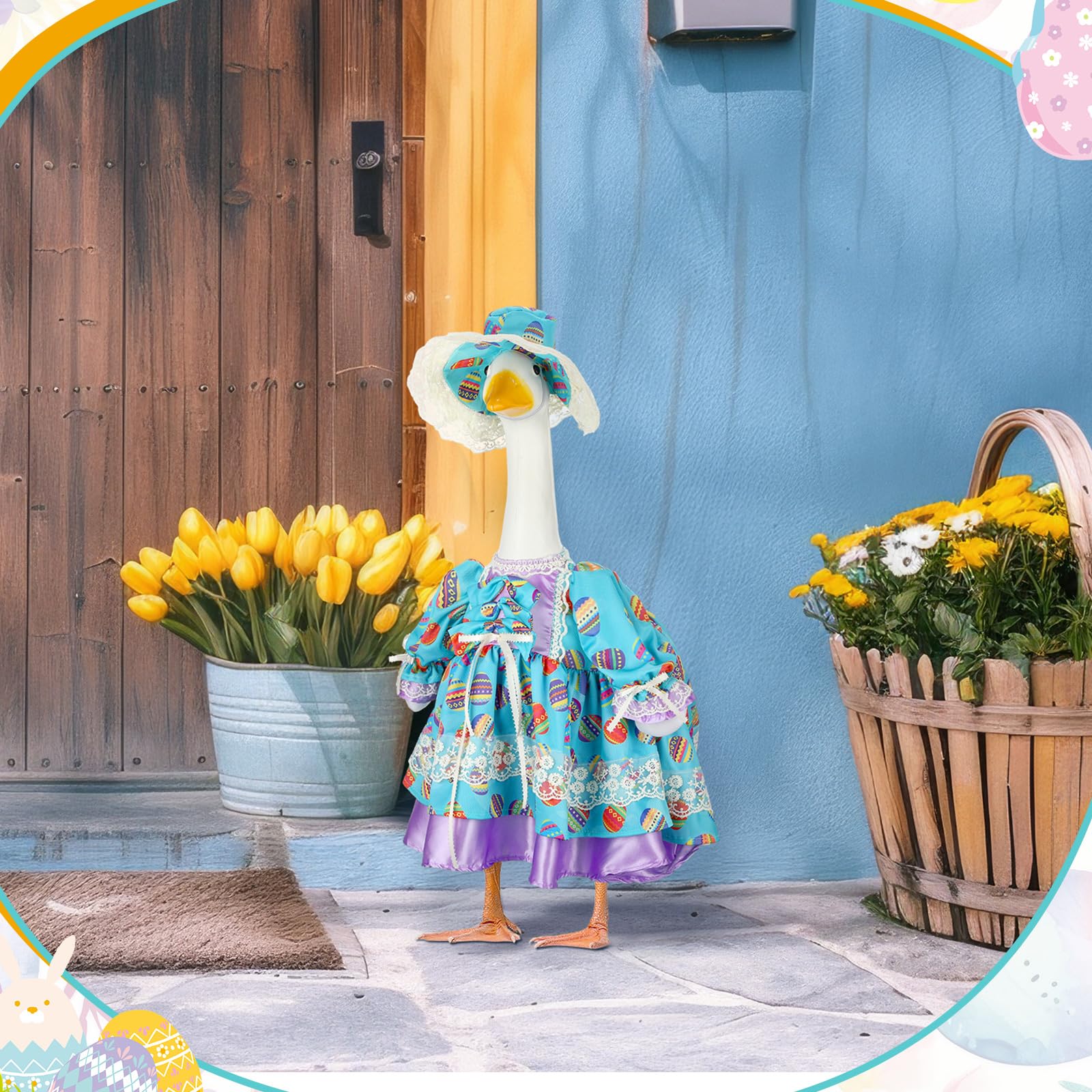 Suzile Fall Maple Porch Goose Outfit Autumn Goose Clothes for 23 Inch Cement or Plastic Geese Costume for Yard Lawn Outdoor Garden Patio Concrete Duck Statue Dress Thanksgiving Party Holiday Decor