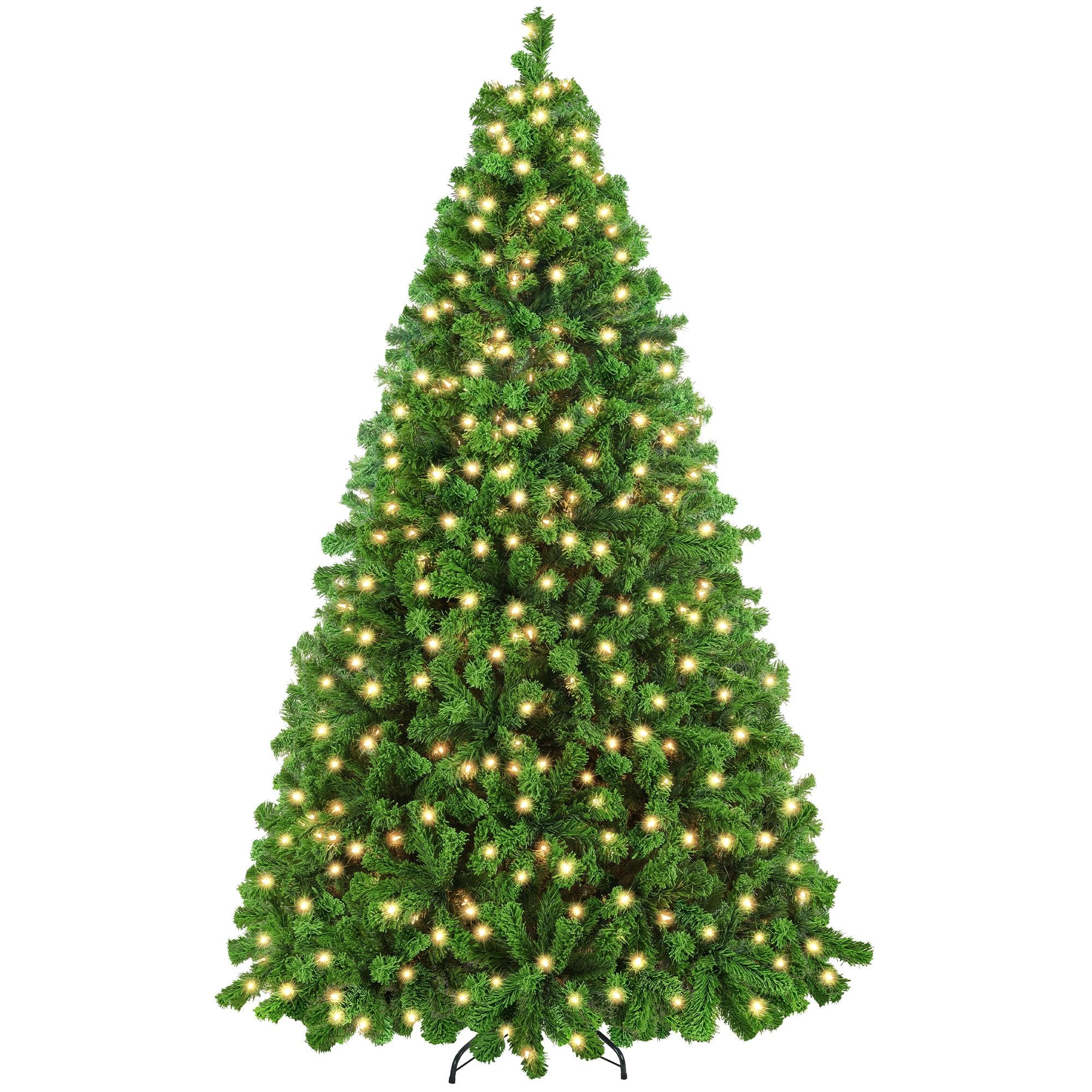 Yaheetech 6ft Snow Flocked Pre-lit Christmas Tree with 250 Warm White Lights, 820 Lush Branch Tips & Quick-Assembly Hinged Design, Full Artificial Xmas Tree for Winter Holiday Décor, Green & White