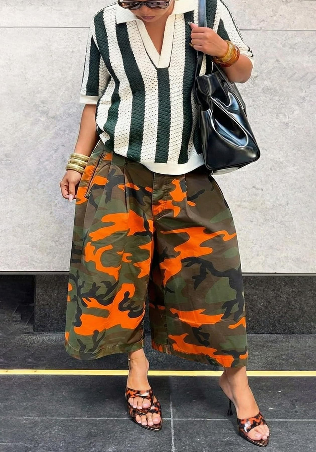 Unybwonn Women Baggy Cargo Jeans Camo Army Fatigue Wide Leg Harem Cropped Denim Pants Plus Size Camouflage Jean Trousers
