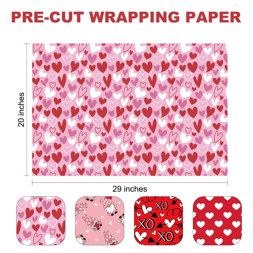 Christmas Wrapping Paper Folded for Kids Boys Girls Man Women Gift's. Papercraft Snowmen, Candy Canes, Tree, Socks, Snowflakes, Happy New Year Bulk of 12 Sheets 20"x 29" Folded