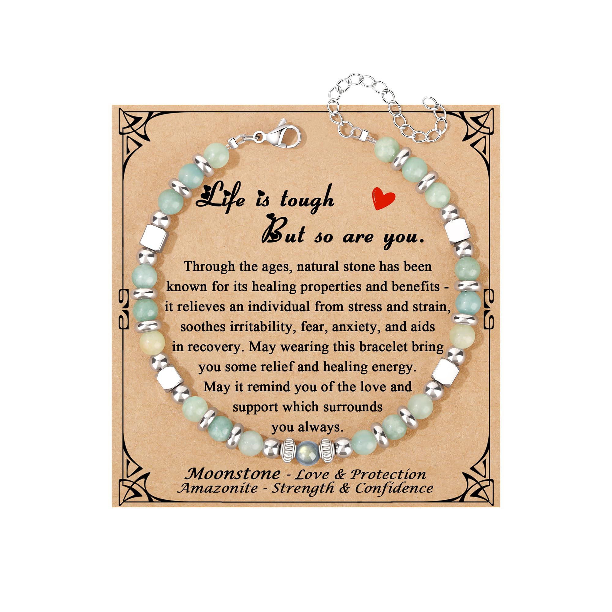 JoycuFF 𝗚𝗶𝗳𝘁𝘀 𝗳𝗼𝗿 𝗪𝗼𝗺𝗲𝗻 𝗠𝗼𝗼𝗻𝘀𝘁𝗼𝗻𝗲 𝗕𝗿𝗮𝗰𝗲𝗹𝗲𝘁 Amazonite Colorful Imperial Jasper Stainless Steel Beads Bracelets, Graduation Christmas Valentines Mothers Day Birthday Gifts