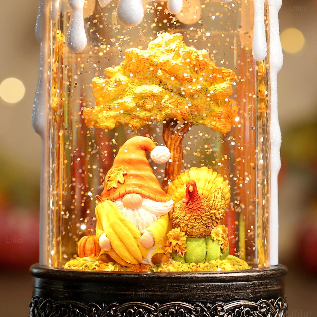 Snowman Christmas Snow Globe Lantern, Lighted Christmas Decorations for Home Candle Shaped Snow Lantern with Music Timer Glittering, Home Decor Festival Gife, USB & Battery Operated