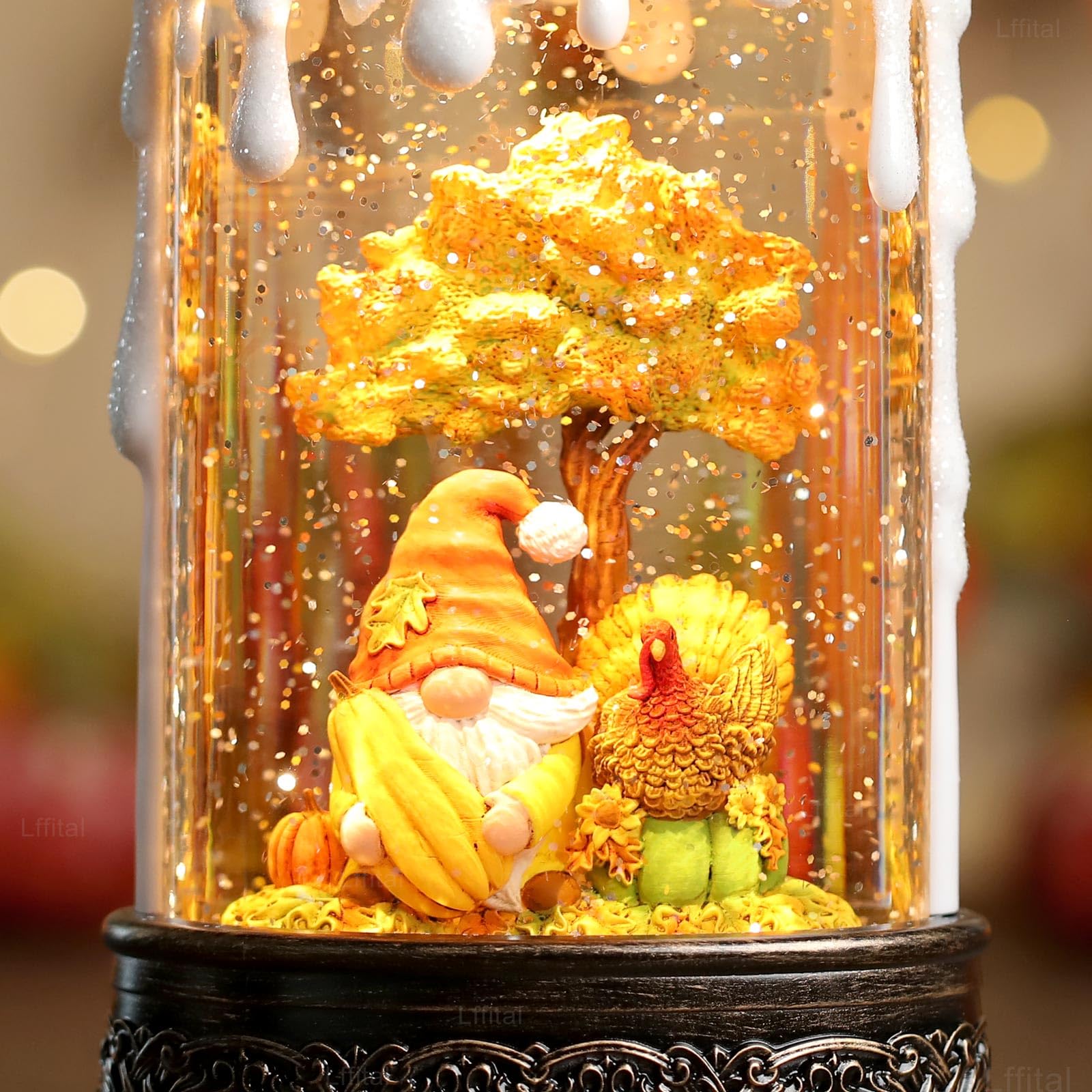 Snowman Christmas Snow Globe Lantern, Lighted Christmas Decorations for Home Candle Shaped Snow Lantern with Music Timer Glittering, Home Decor Festival Gife, USB & Battery Operated