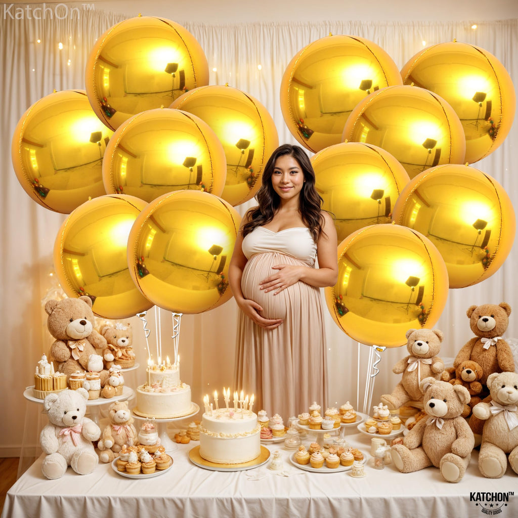 KatchOn, Large Gold Foil Balloons - 22 Inch, Pack of 12 | Gold Balloons for Graduation Decorations 2026 | Mylar Balloons for Anniversary, Wedding, Golden Birthday Party Decorations