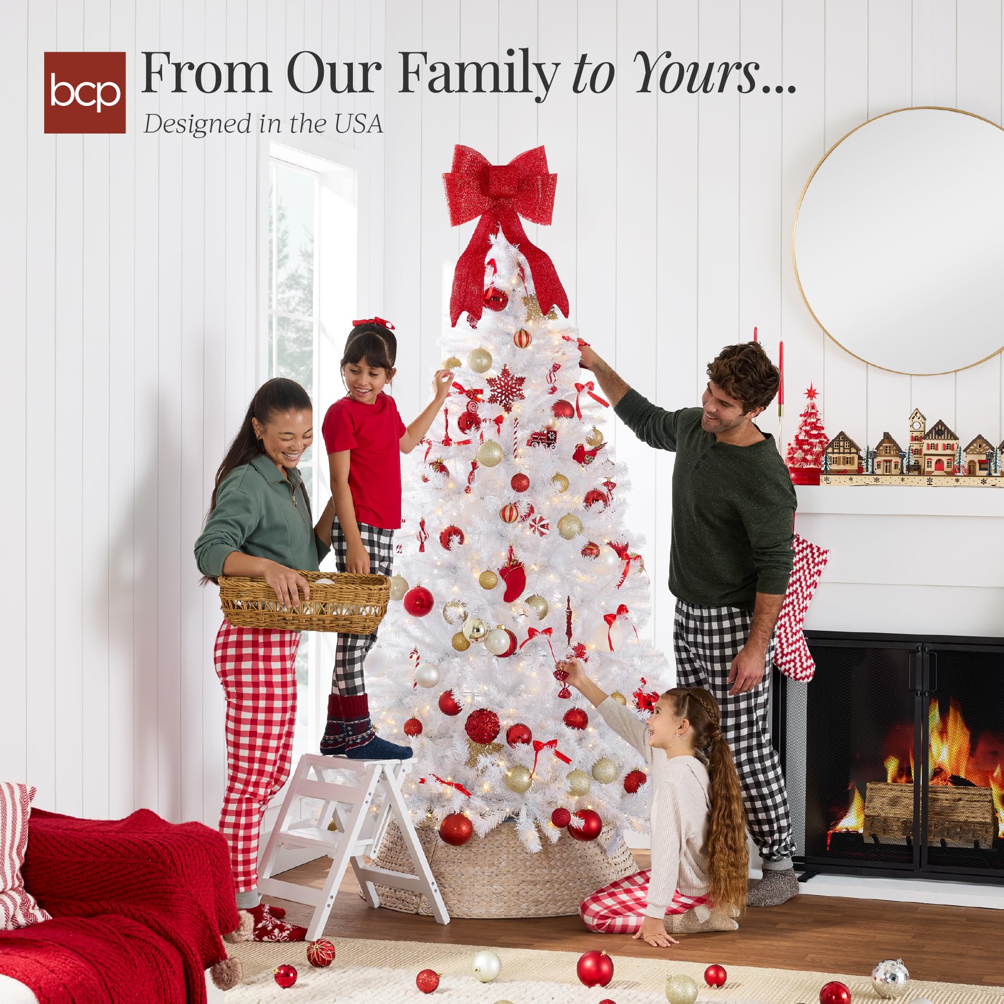 Best Choice Products White Christmas Tree 6ft Pre-Lit Artificial Pine Tree Premium Holiday Decoration w/Warm White Lights, Stand, Easy Assembly