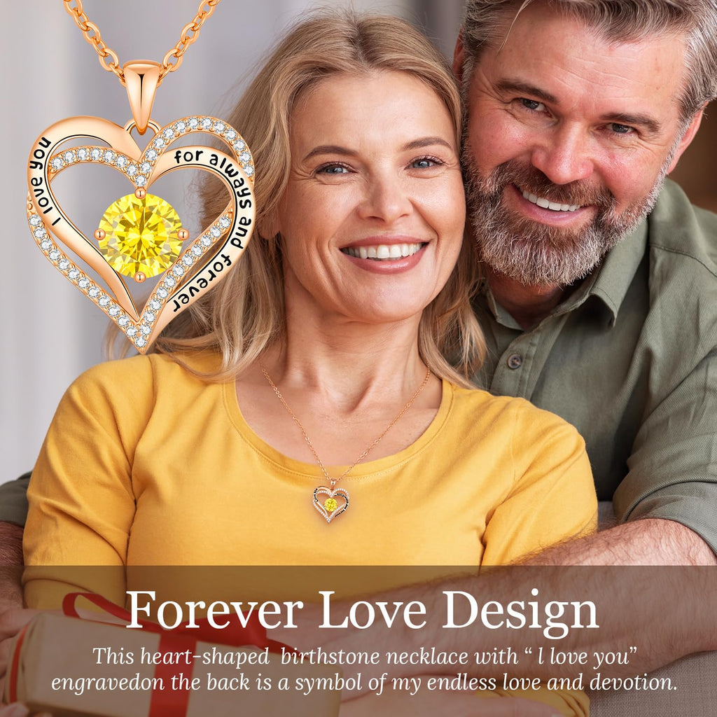 CDE Forever Love Heart Necklaces for Women, Wedding Anniversary, Valentine's，Birthday Mothers Christmas Day Gifts for Mom, Mother, Wife, S925 Silver Jewelry with Birthstone Pendant