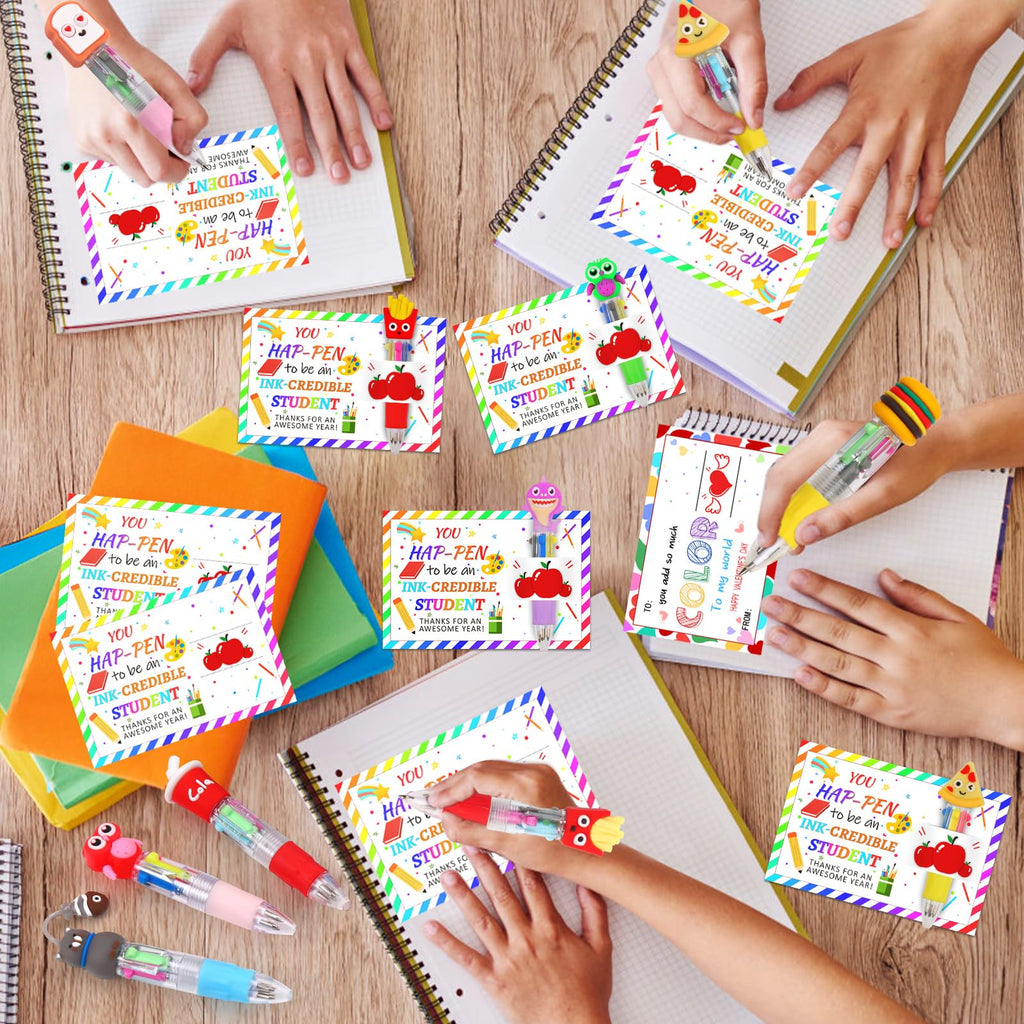 CZWZ 20Pcs Mini Multicolor Pens in One 4-in-1 Cute Pens Bulk for Kids, Fun Kawaii Ballpoint Pens for Birthdays and Children's Party Favors Gifts Teacher School Supplies