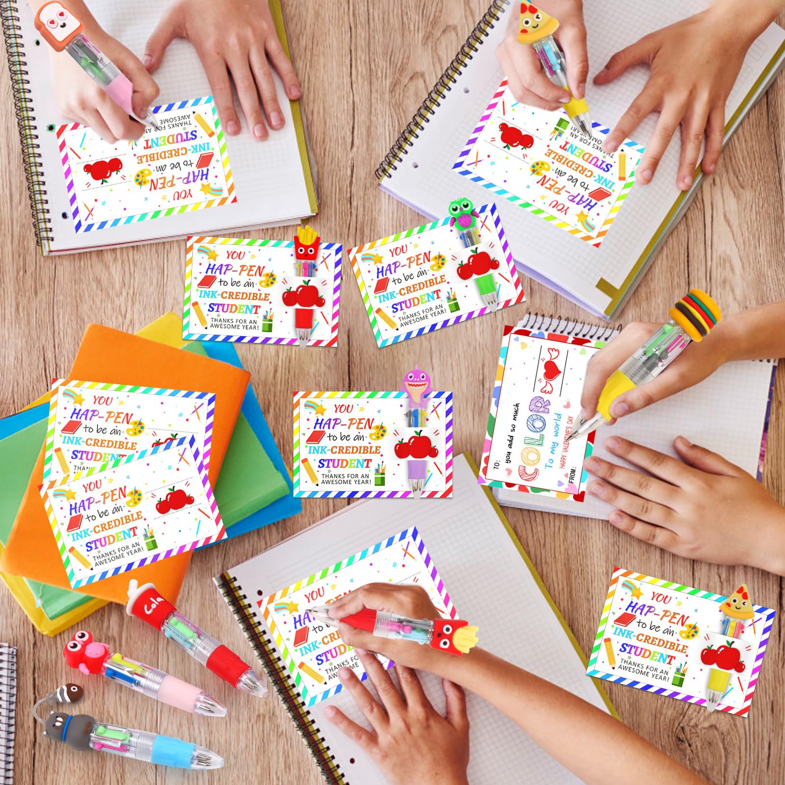 CZWZ 20Pcs Mini Multicolor Pens in One 4-in-1 Cute Pens Bulk for Kids, Fun Kawaii Ballpoint Pens for Birthdays and Children's Party Favors Gifts Teacher School Supplies