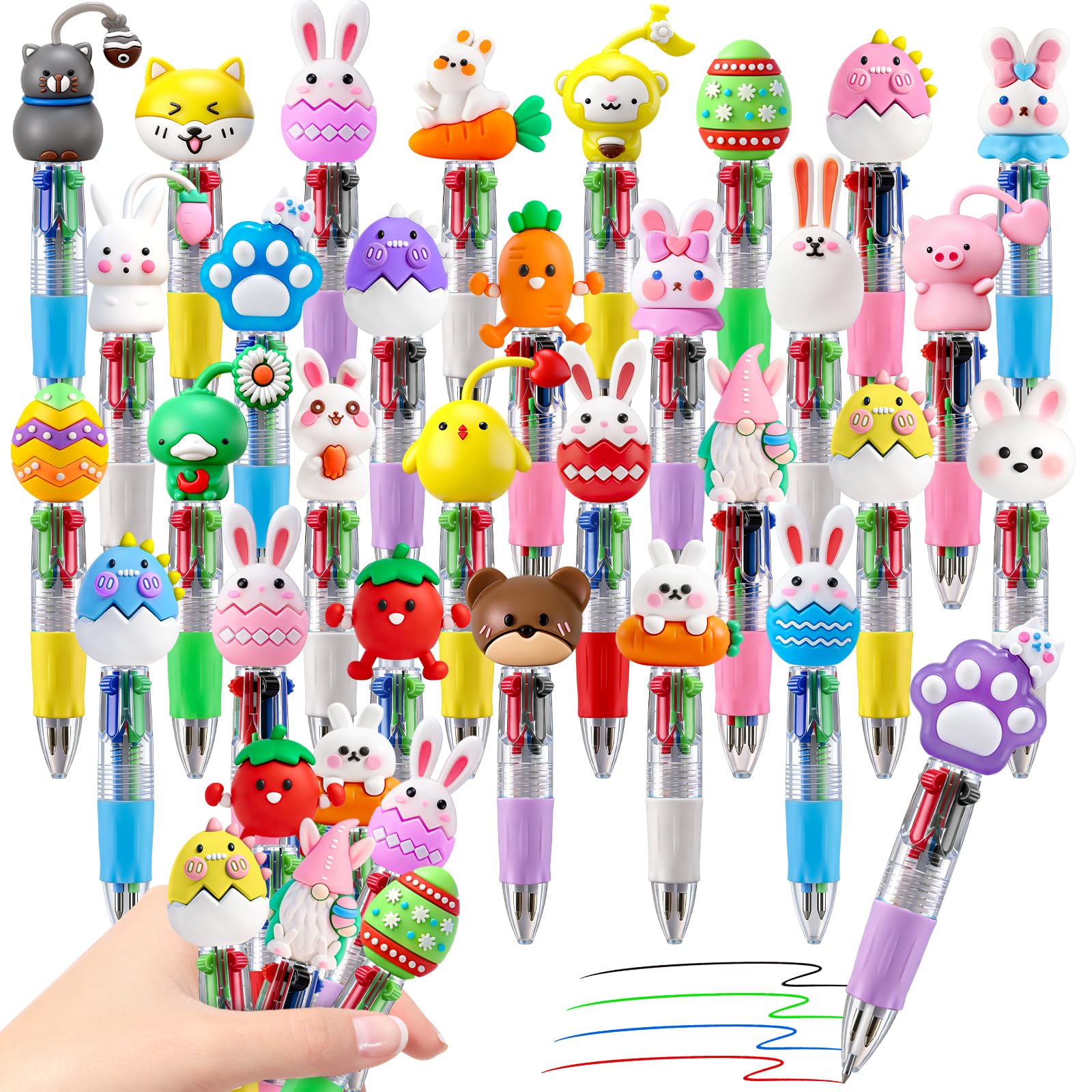 CZWZ 20Pcs Mini Multicolor Pens in One 4-in-1 Cute Pens Bulk for Kids, Fun Kawaii Ballpoint Pens for Birthdays and Children's Party Favors Gifts Teacher School Supplies