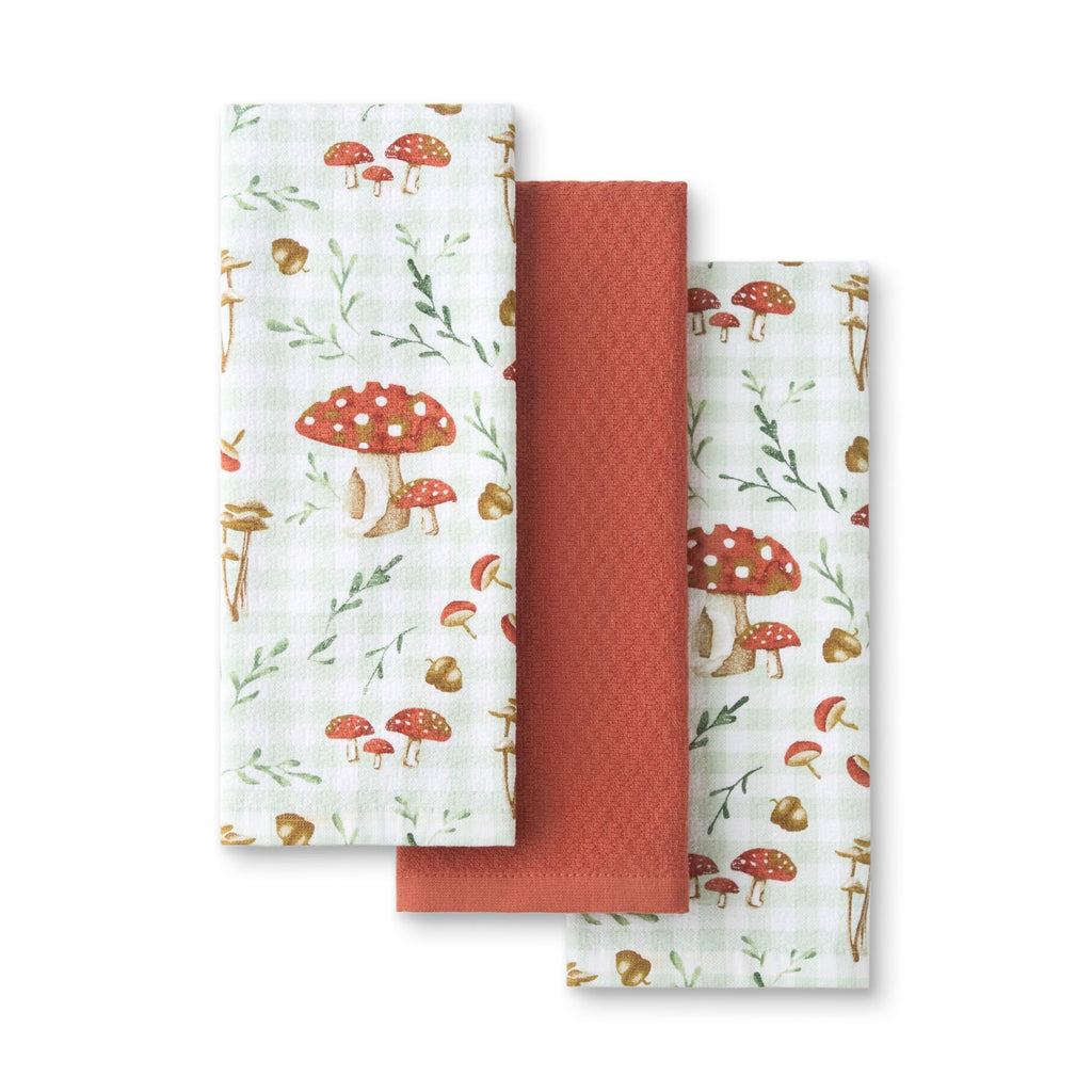 Martha Stewart Autumn Harvest Pumpkins Kitchen Towel 3-Pack Set, 100% Cotton with Absorbent Terrycloth, Decorative Kitchen Towels, Orange/Green/Ivory, 16"x28"