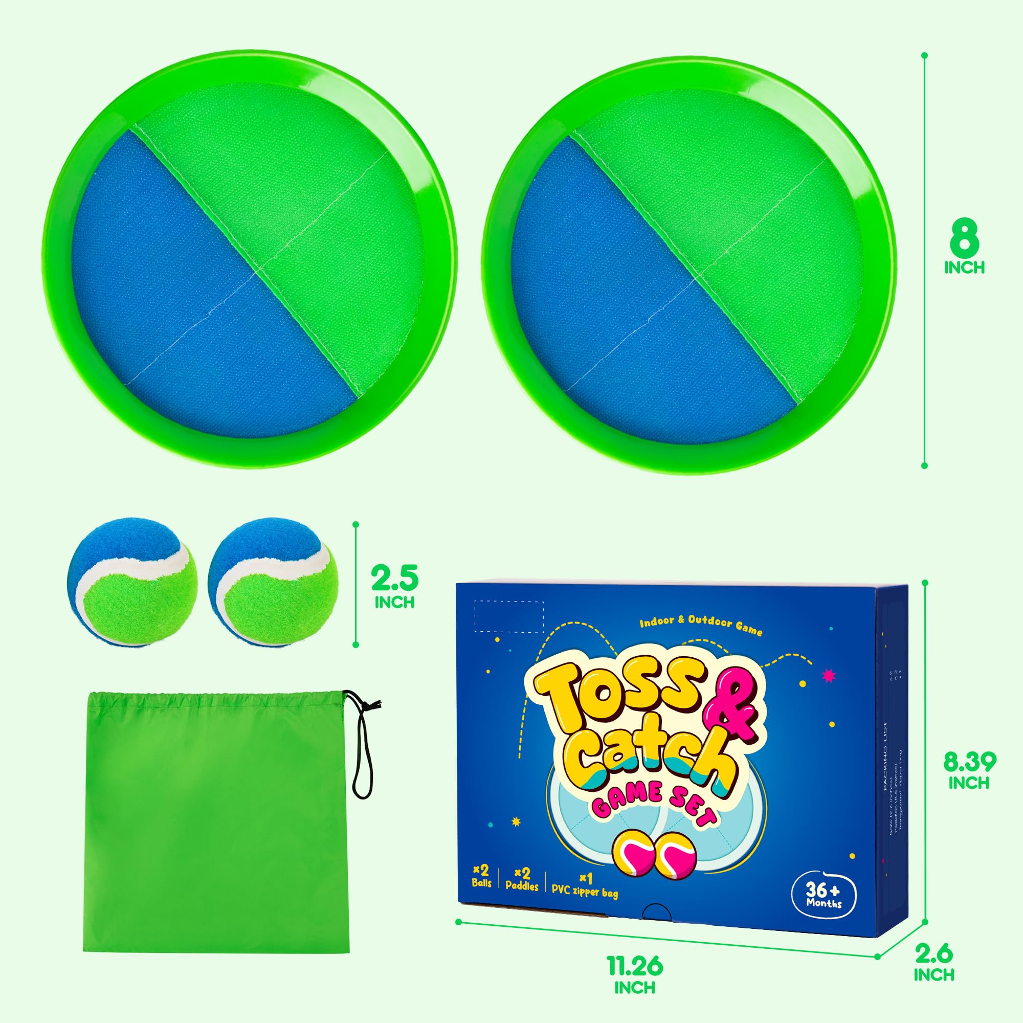 TEILLNET Toss and Catch Ball Set Upgraded - Kids Toys Beach Toys Baseball Games - Sturdy & Water-Resistant for Outdoor Pool Yard Games - Classic Gift for Boys Girls 3 4 5 6 7 8 9 10 11 12+ Years
