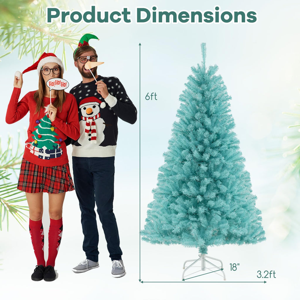 Goplus 7FT Pre-Lit Artificial Christmas Tree Auto-Spread/Close up Branches 11 Flash Modes with Multicolored 400 LED Lights & Metal Stand