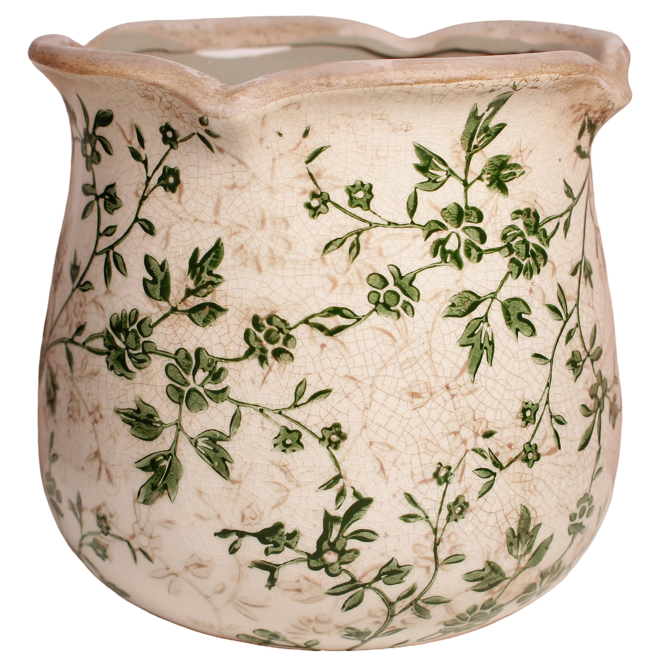 Ceramic Pots for Plants, Vintage Plant Pot with Drainage Hole, 6.11in. Planter for Indoor Plants, Crackle Glaze Finish Flower Pot, Perfect Tuscan Ceramic Planter for Gardening, Antique Blue Meadow