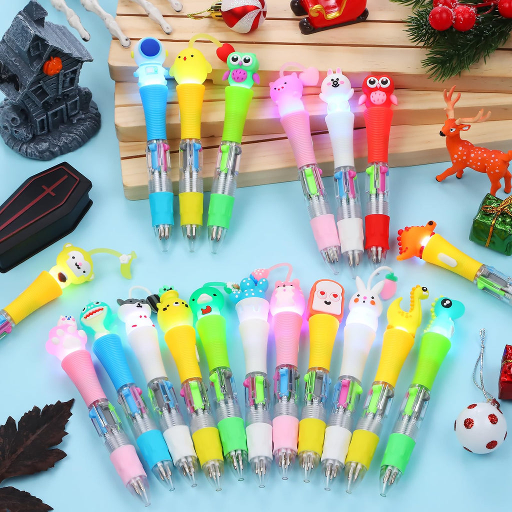 CZWZ 20Pcs Mini Multicolor Pens in One 4-in-1 Cute Pens Bulk for Kids, Fun Kawaii Ballpoint Pens for Birthdays and Children's Party Favors Gifts Teacher School Supplies