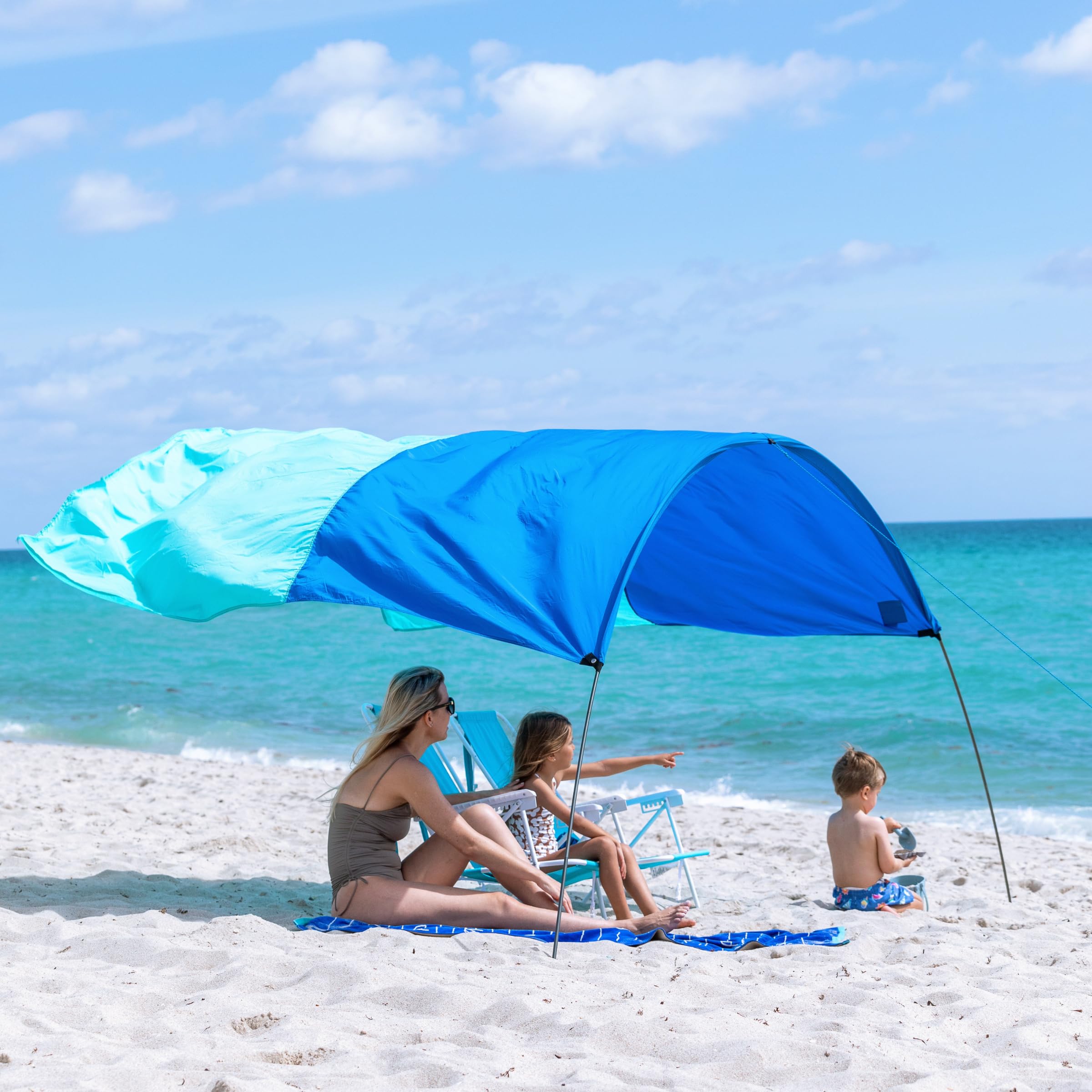 Shibumi Shade Quiet Canopy Version | Beach Tent | Sets Up in 3 Mins | 150 Sq. Ft. of Shade for up to 8 People | Includes Wind Assist | UPF 50+ Sun Protection