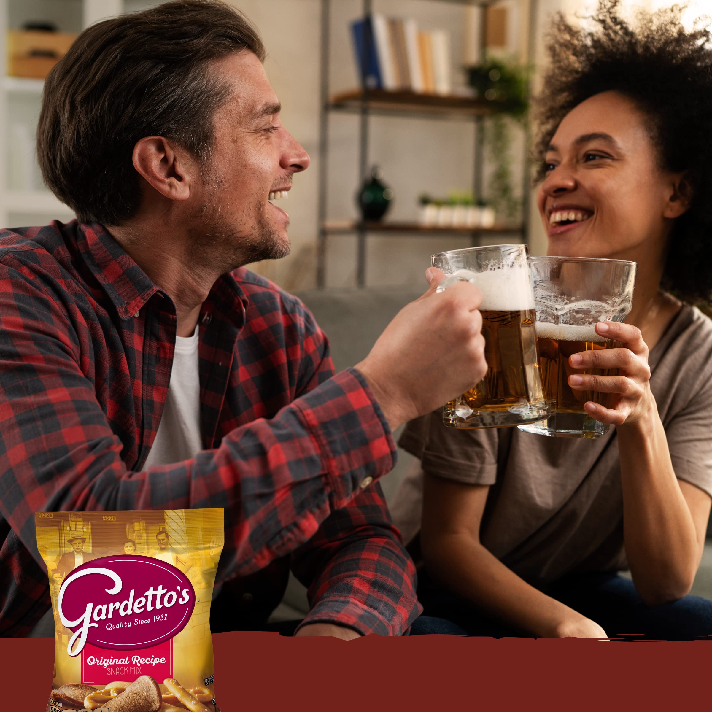Gardetto's Original Recipe Snack Mix, Crunchy Breadsticks, Pretzels & Roasted Rye Chips, Kosher Snacks Multipack, 10 Single-Serve Bags, Individually Wrapped Party & Family Pack, 17.5 oz Bulk Box
