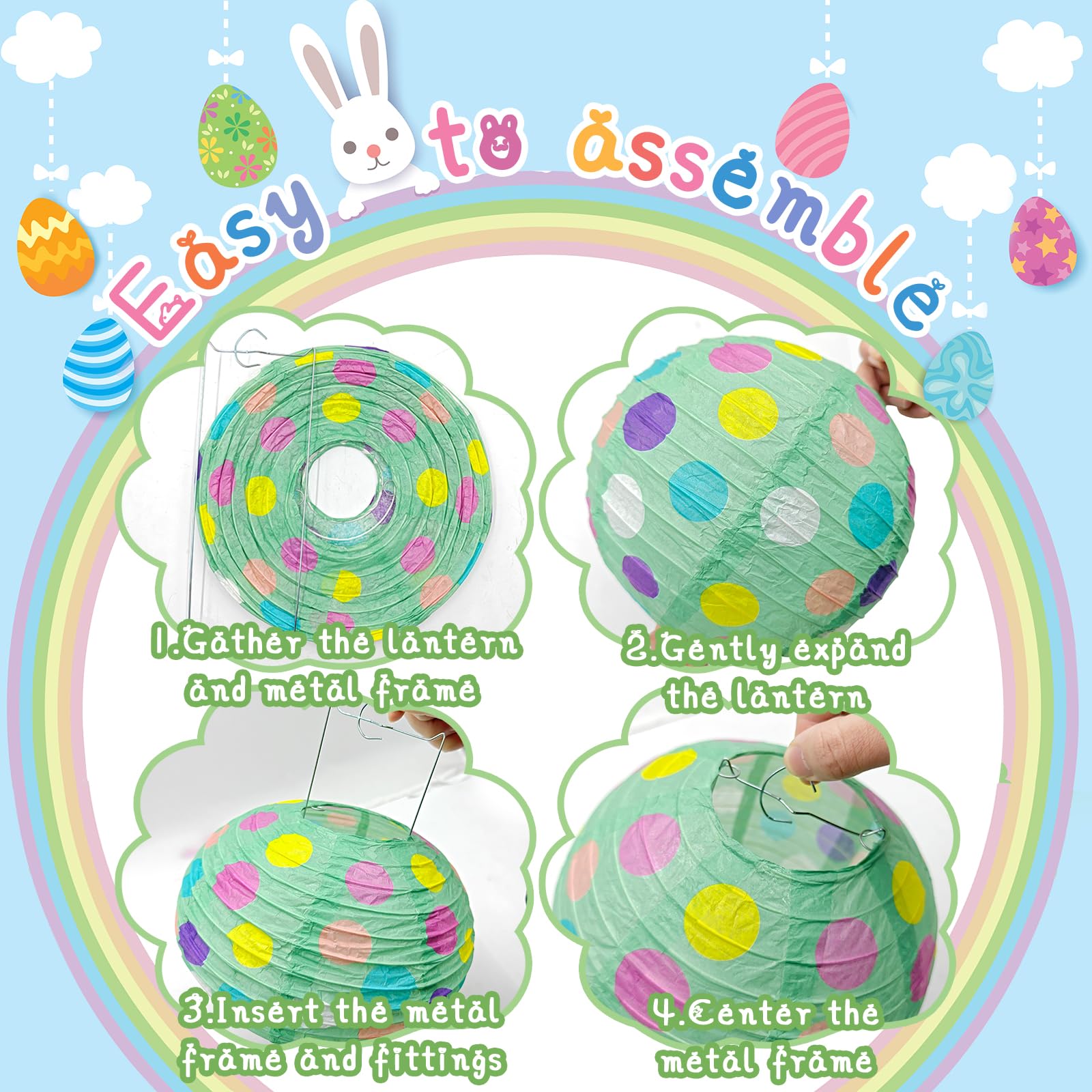 12 PCS Lucky Green Paper Lanterns, 8" Hanging Clover Decorations for Garden Party, Casino Night, The Lucky One Baby Shower, Irish Wedding & Spring Events, St. Patrick's Day